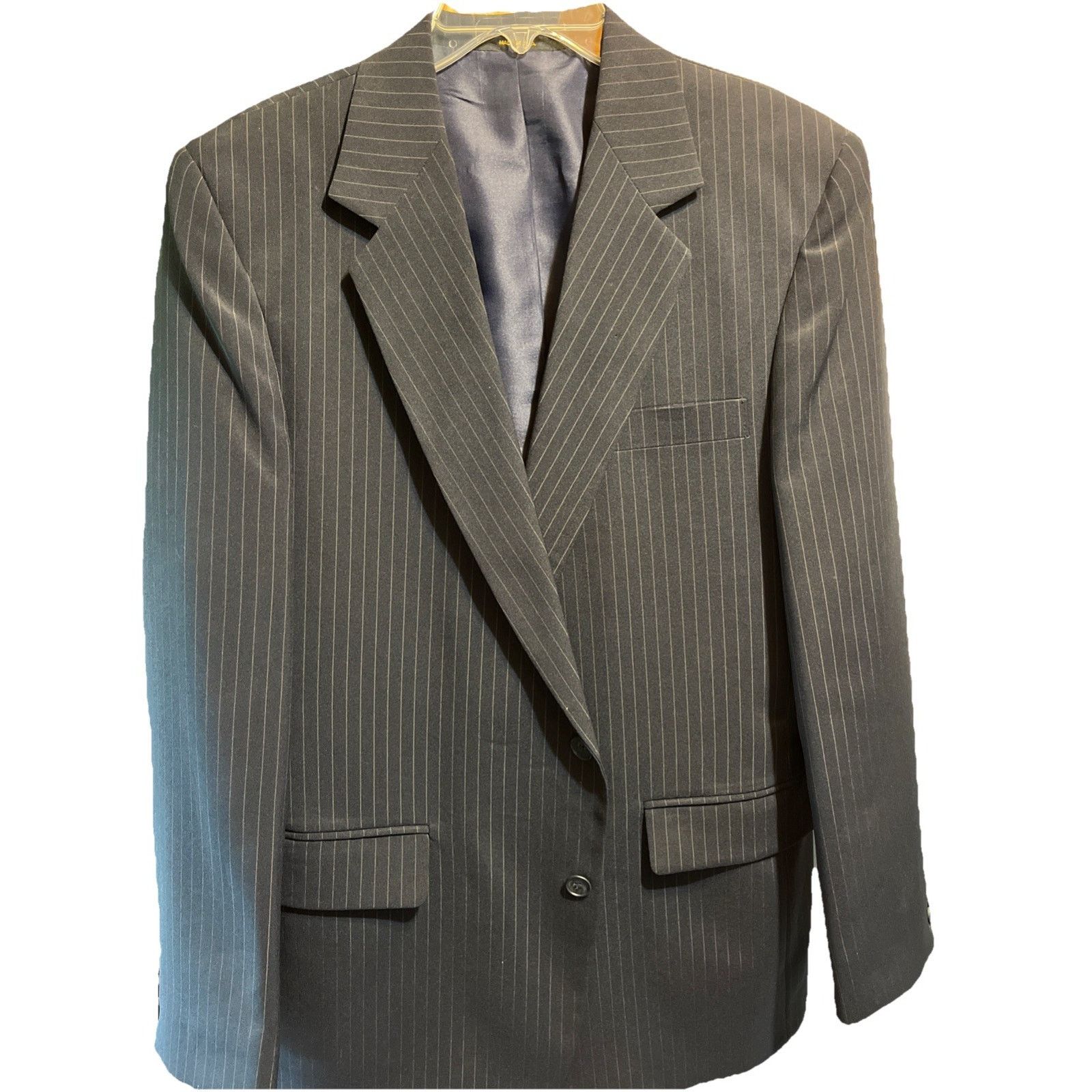 Haggar Haggar Men Navy Blue Pinstripe Jacket Sz 42 Feels Like Wool Size 42R - 1 Thumbnail
