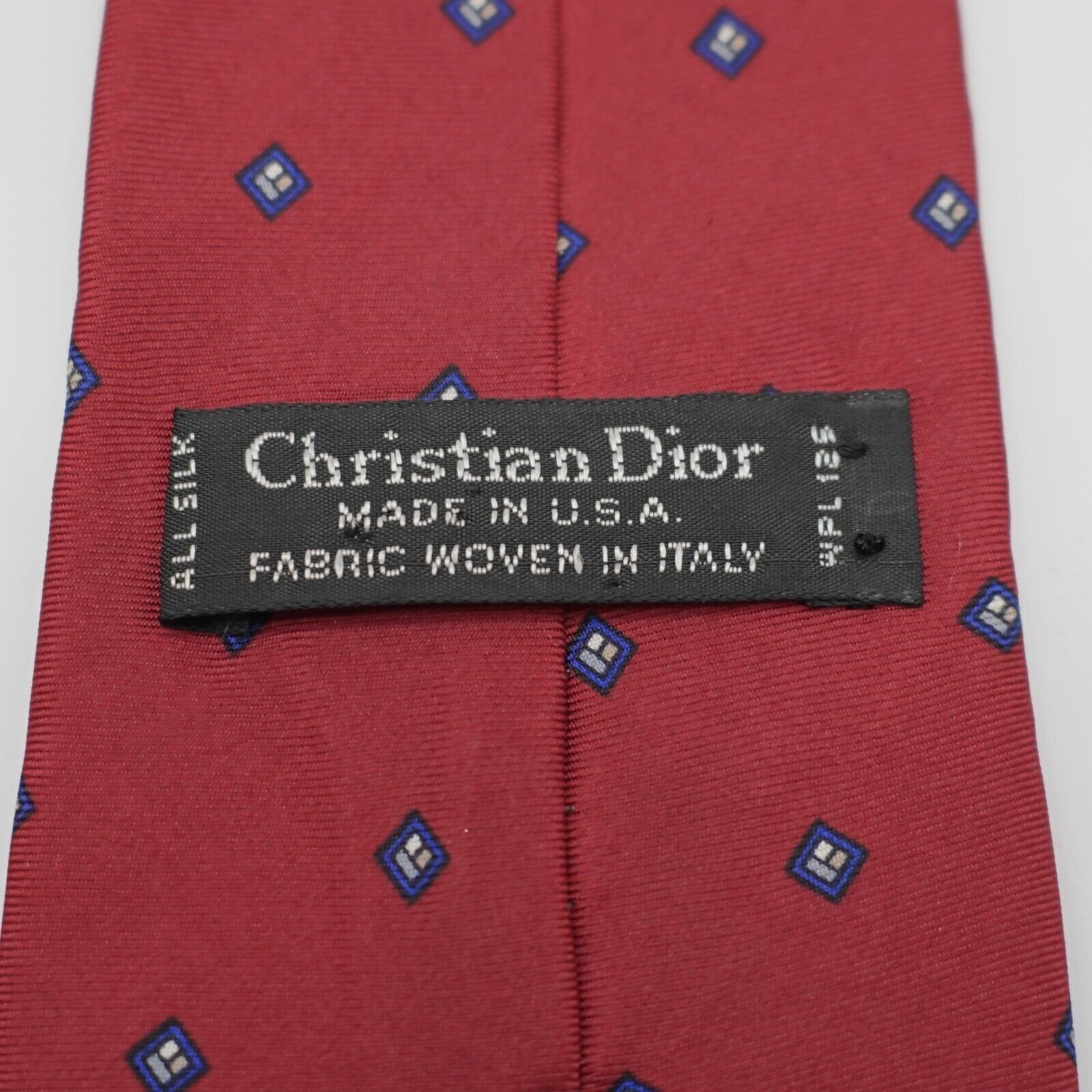 Dior Christian Dior Red Blue Geometric Italy Print Silk Tie Size ONE SIZE - 3 Thumbnail