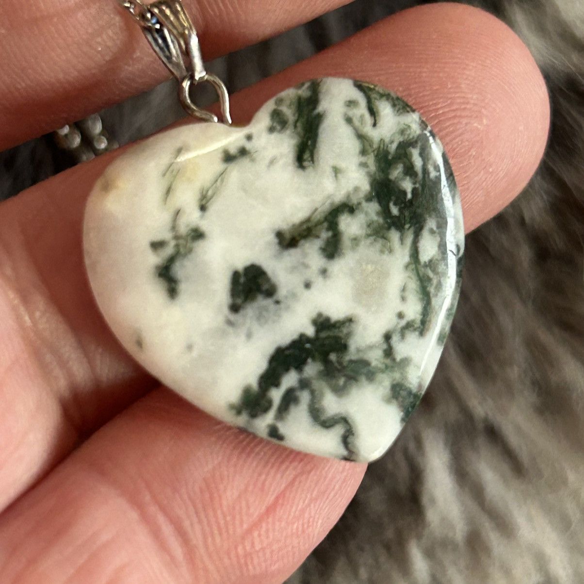 Handmade Handcrafted tree agate stone heart pendant on chain necklace Size ONE SIZE - 7 Thumbnail