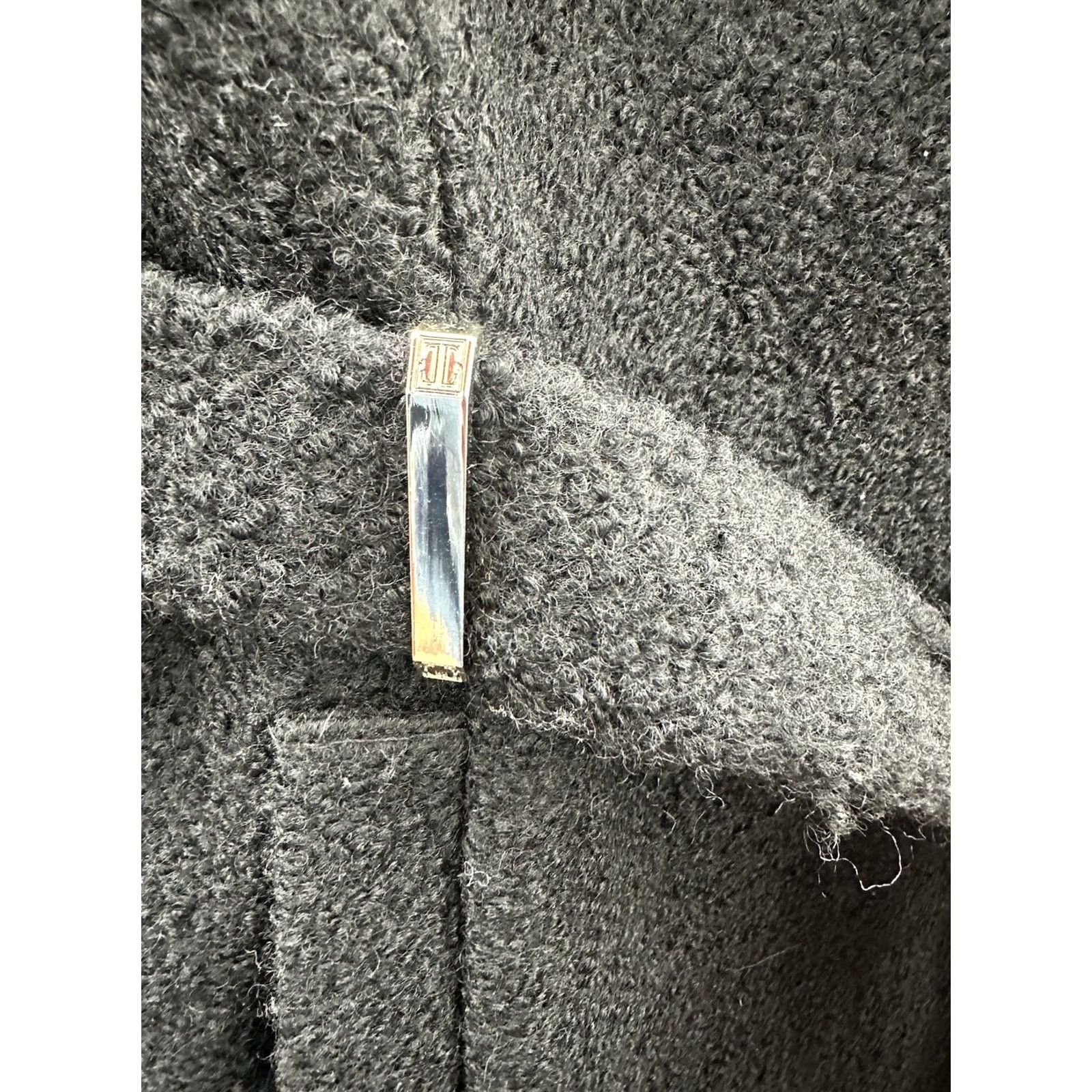 Vintage Ivanka Trump Womens Coat Black Boucle Wool Blend Double Breasted Belted Coat Size S / US 4 / IT 40 - 5 Thumbnail