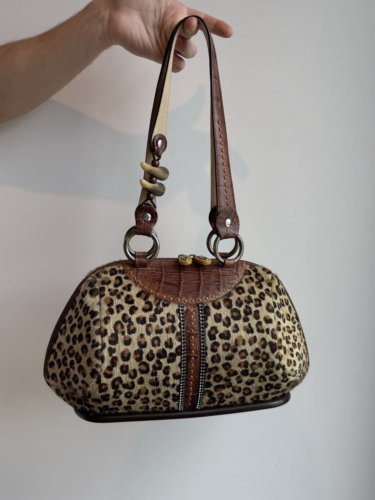 Other Alaluna Leopard Leather Brown Bag Vintage Boho Glam Size ONE SIZE - 3 Thumbnail