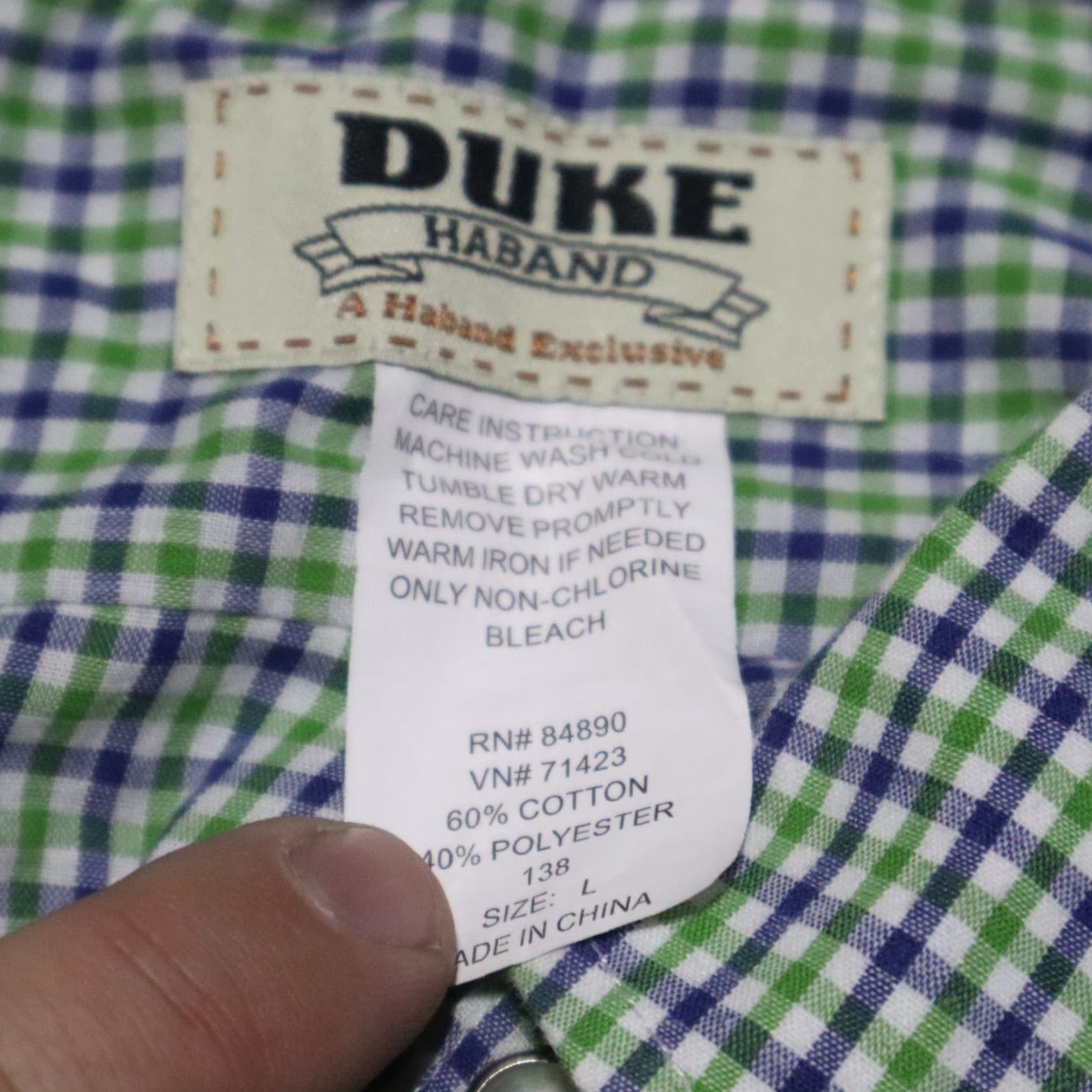 Haband VINTAGE Duke Haband Western Shirt Pearl Snap Buttons Teal Plaid Men's Size L Large Size US L / EU 52-54 / 3 - 3 Thumbnail