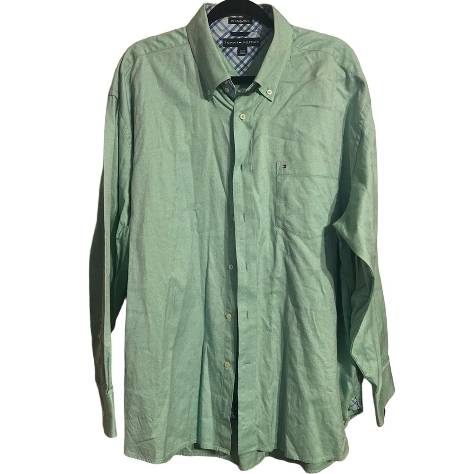 Tommy Hilfiger TOMMY HILFIGER Long Sleeve Shirt XL Green Pocket Cotton Size US XL / EU 56 / 4 - 2 Thumbnail