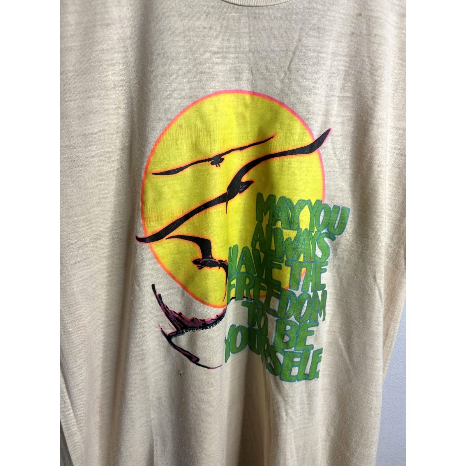 Vintage Vintage Mayo Spruce Shirt Mens Medium Tan Freedom To Be Yourself Graphic 70s Size US M / EU 48-50 / 2 - 2 Thumbnail