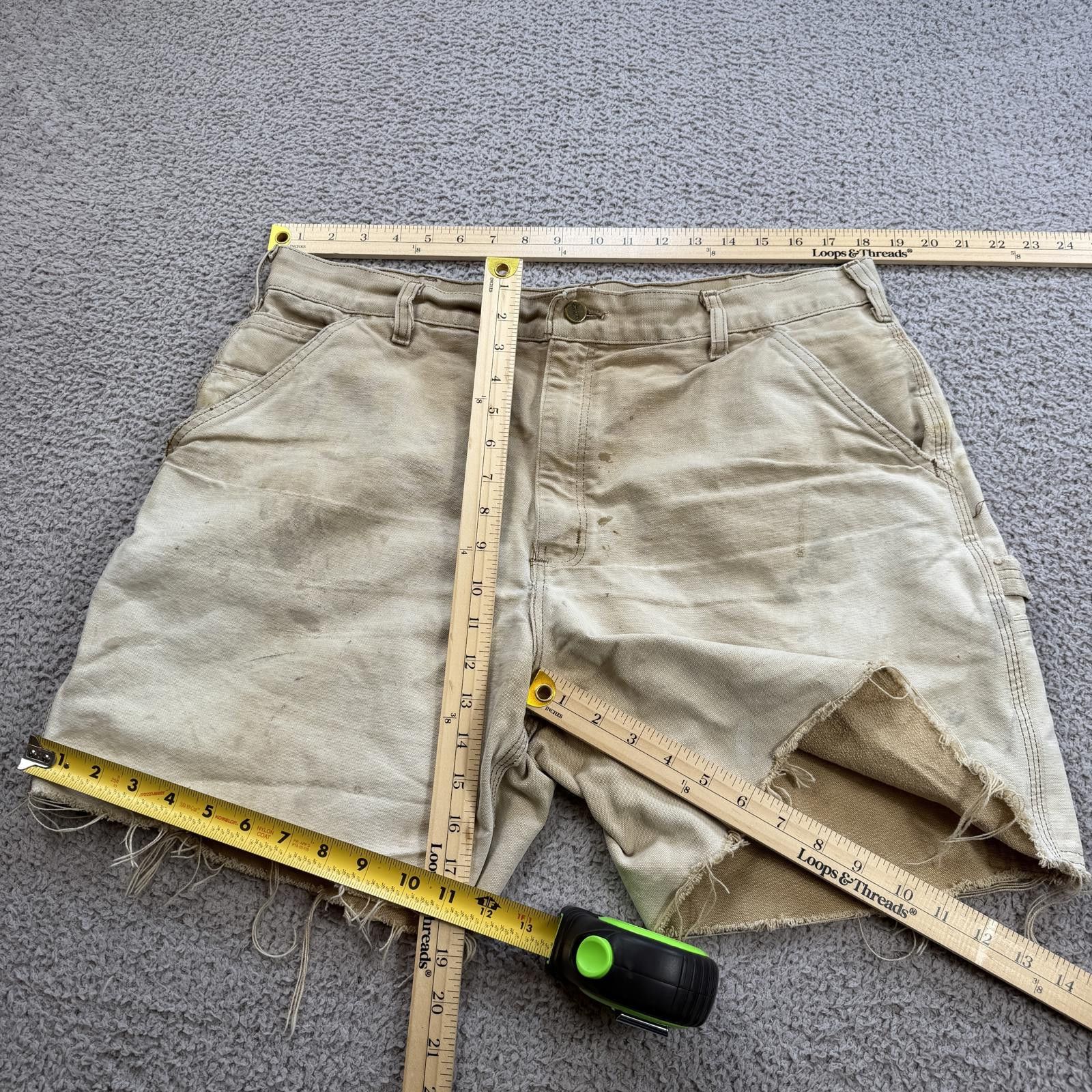 Carhartt Carhartt Carpenter Work Shorts Distressed Beige Duck Canvas Size US 36 / EU 52 - 3 Thumbnail