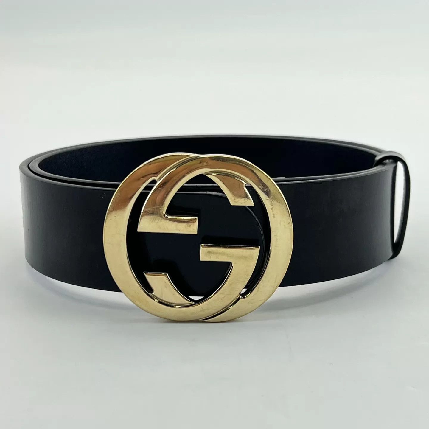 Gucci Gucci Black Leather GG Buckle Belt 85cm 4cm 95 New  display picture 1