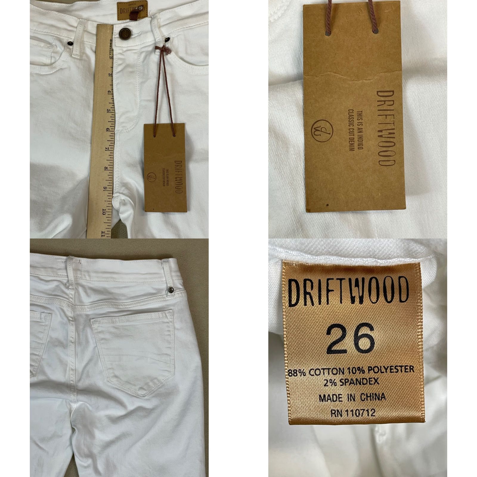 Vintage Driftwood Womens White Floral Embroidered Crop Straight Leg Jeans Size 26 Size 26" / US 2 / IT 38 - 8 Thumbnail
