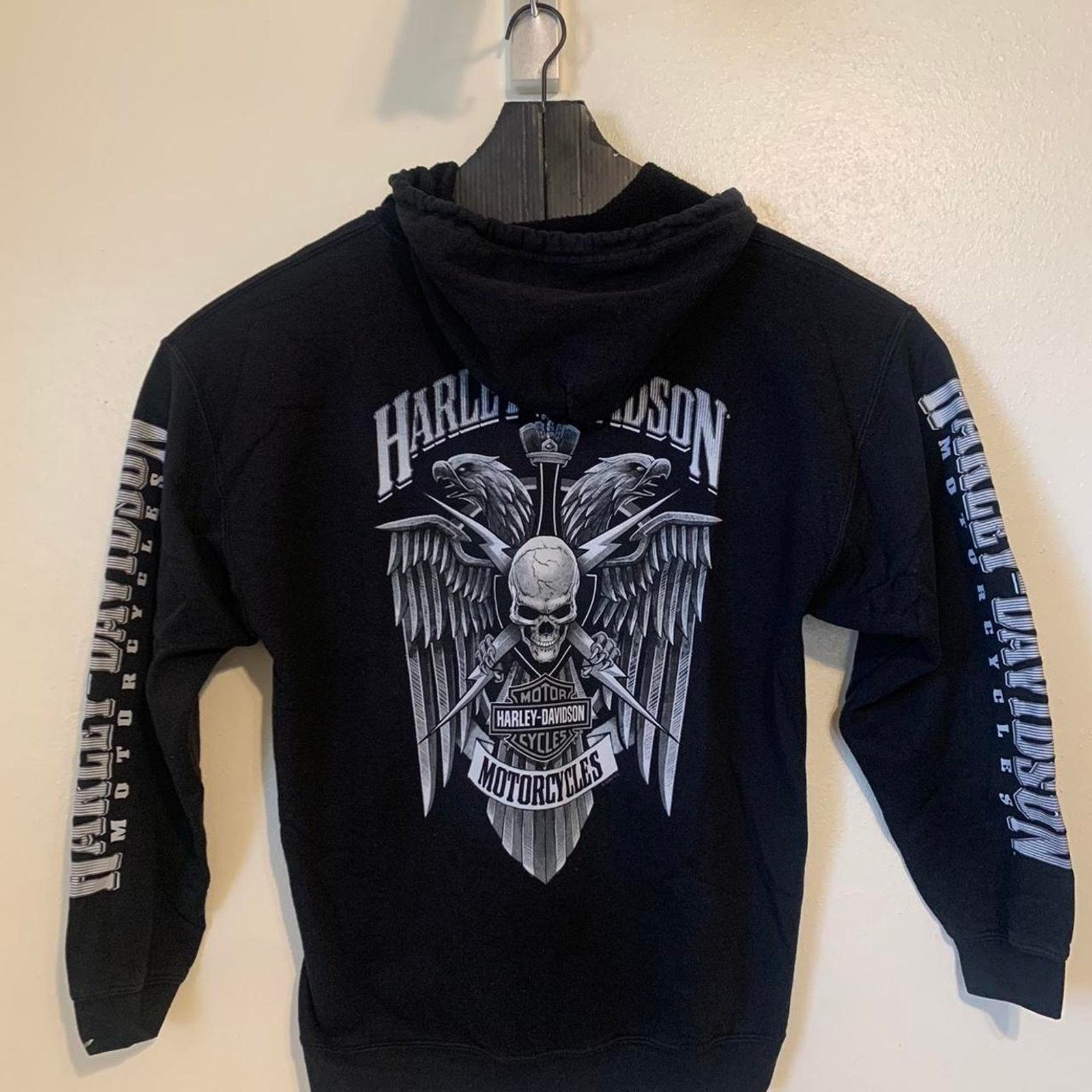 Harley Davidson Vintage Harley Davidson Skull & Eagle Hoodie Size US L / EU 52-54 / 3 - 1 Thumbnail