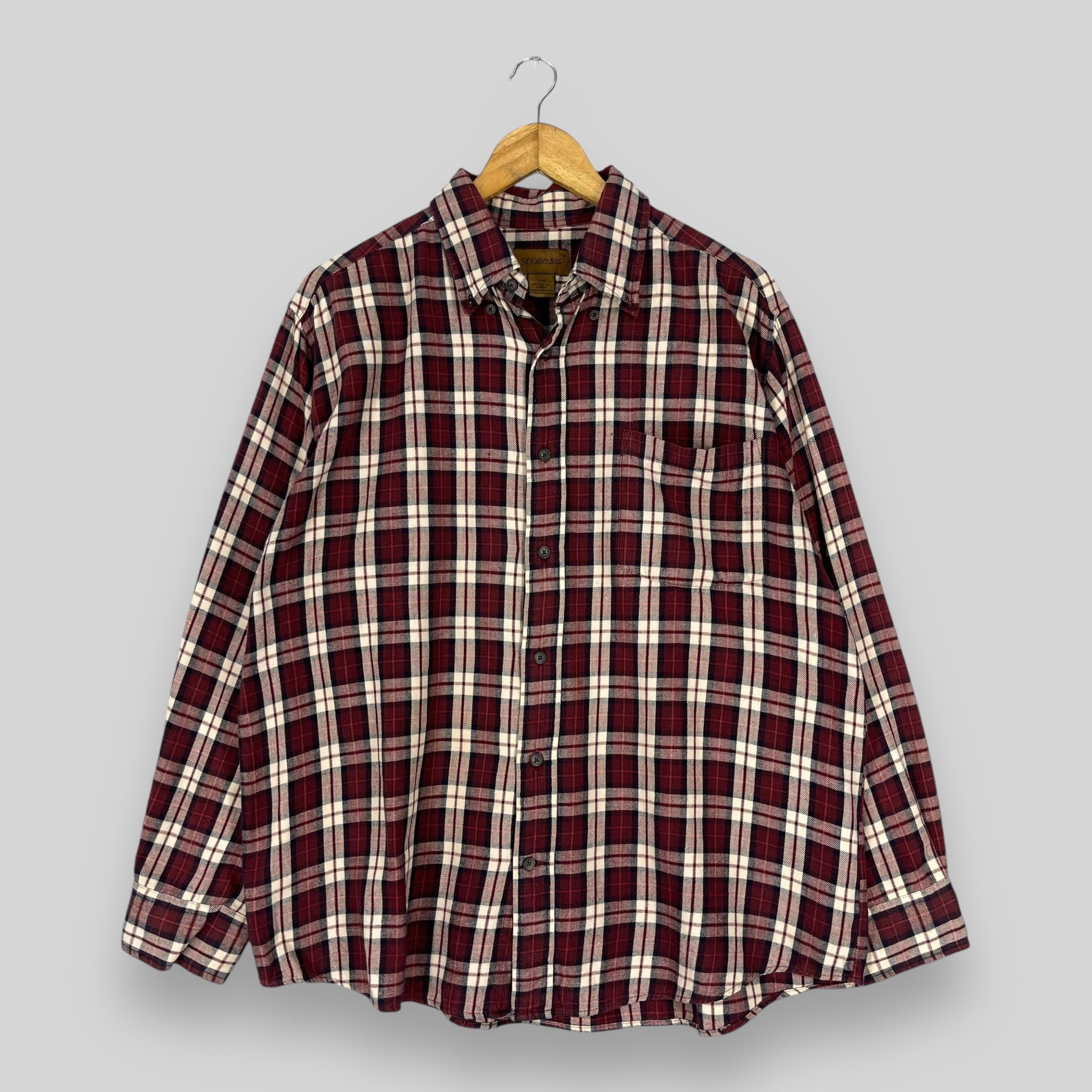 Flannel ST JOHN'S BAY Tartan Burgundy Checkered Flannel Button Up Size US L / EU 52-54 / 3 - 1 Thumbnail