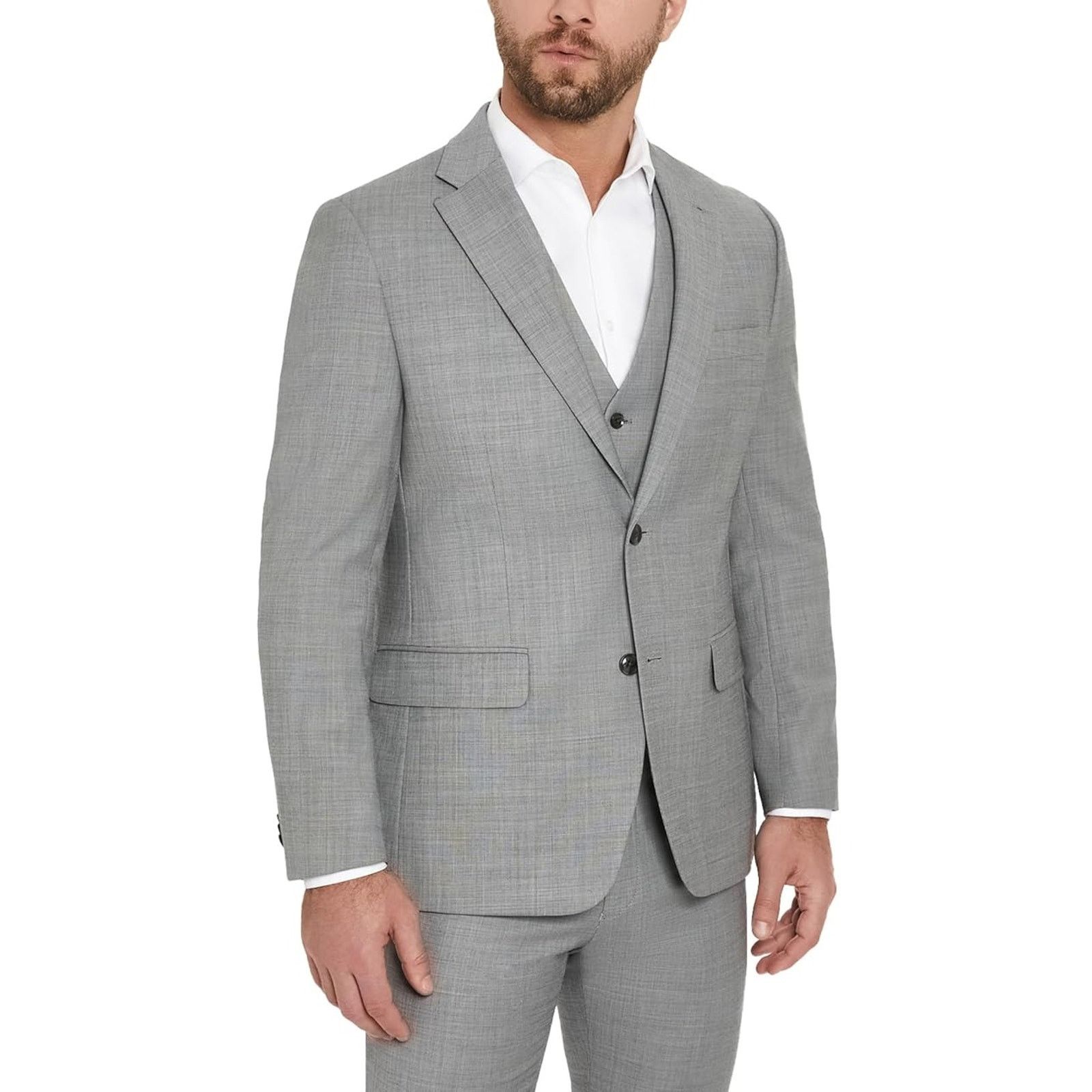 Tommy Hilfiger Tommy Hilfiger Men's Grey Wool Modern Suit Jacket Size 40L Size 40L - 1 Thumbnail