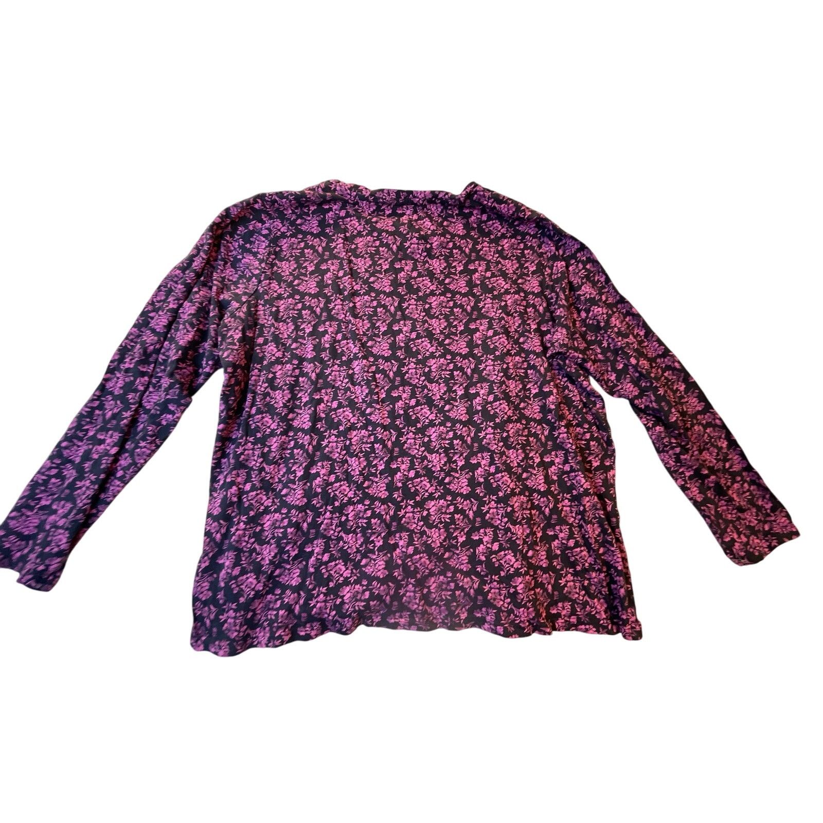 Other Dip Women's Long-Sleeve Floral Print Shirt Black Pink 1X Size XL / US 12-14 / IT 48-50 - 2 Thumbnail