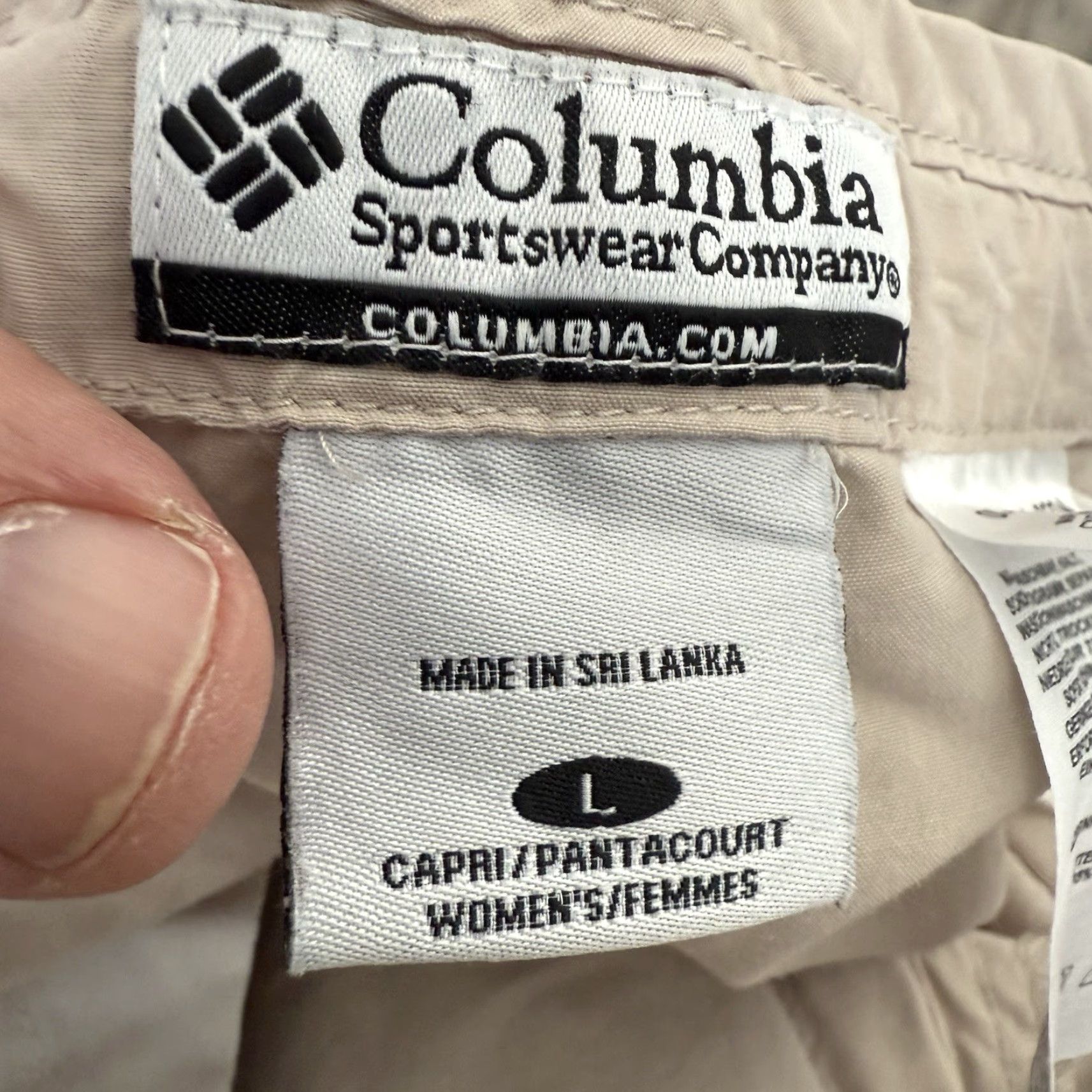 Vintage COLUMBIA Capri Pants Womens Large Beige Capr i Double Layer Knees Hiking Walking Activewear Regular Fit Zip 24in Inseam Beige Women Pants Size 36" / US 14 / IT 50 - 2 Thumbnail