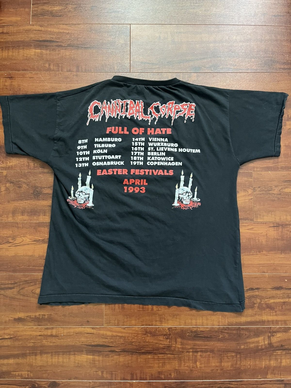 Vintage Vintage 1993 Cannibal Corpse “Full Of Hate” Tour T-Shirt. Size US L / EU 52-54 / 3 - 4 Thumbnail