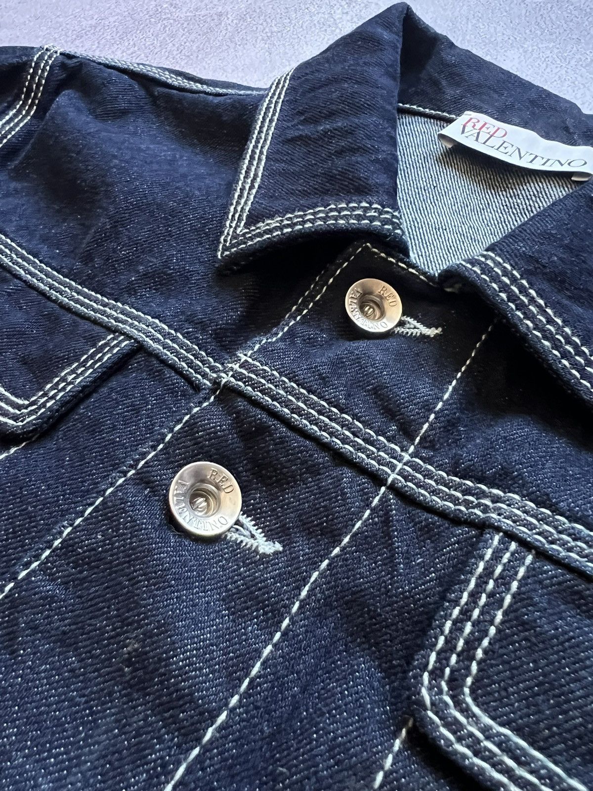 Designer × RED Valentino × Valentino RED Valentino Cropped Denim Jacket Women’s Size 46 Size L / US 10 / IT 46 - 5 Thumbnail