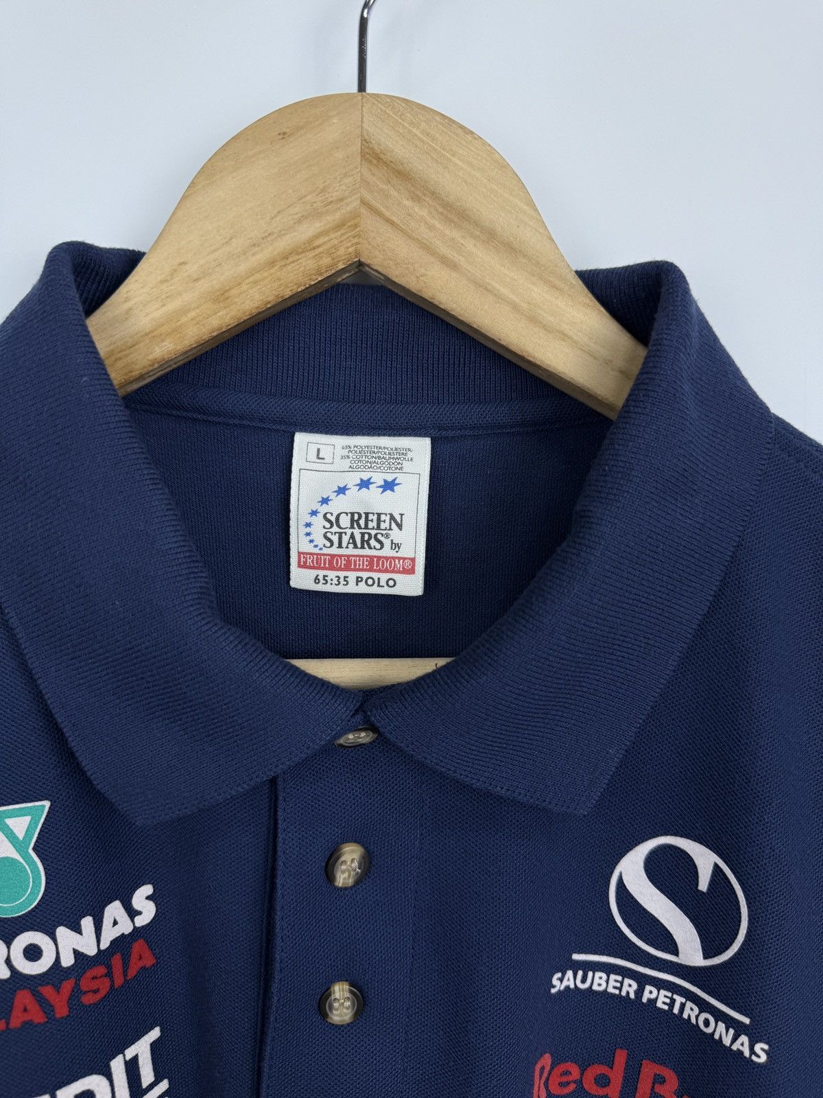 Formula 1 🇨🇭 Vintage 90s Sauber Petronas Red Bull Formula 1 Racing Polo Size US L / EU 52-54 / 3 - 5 Thumbnail