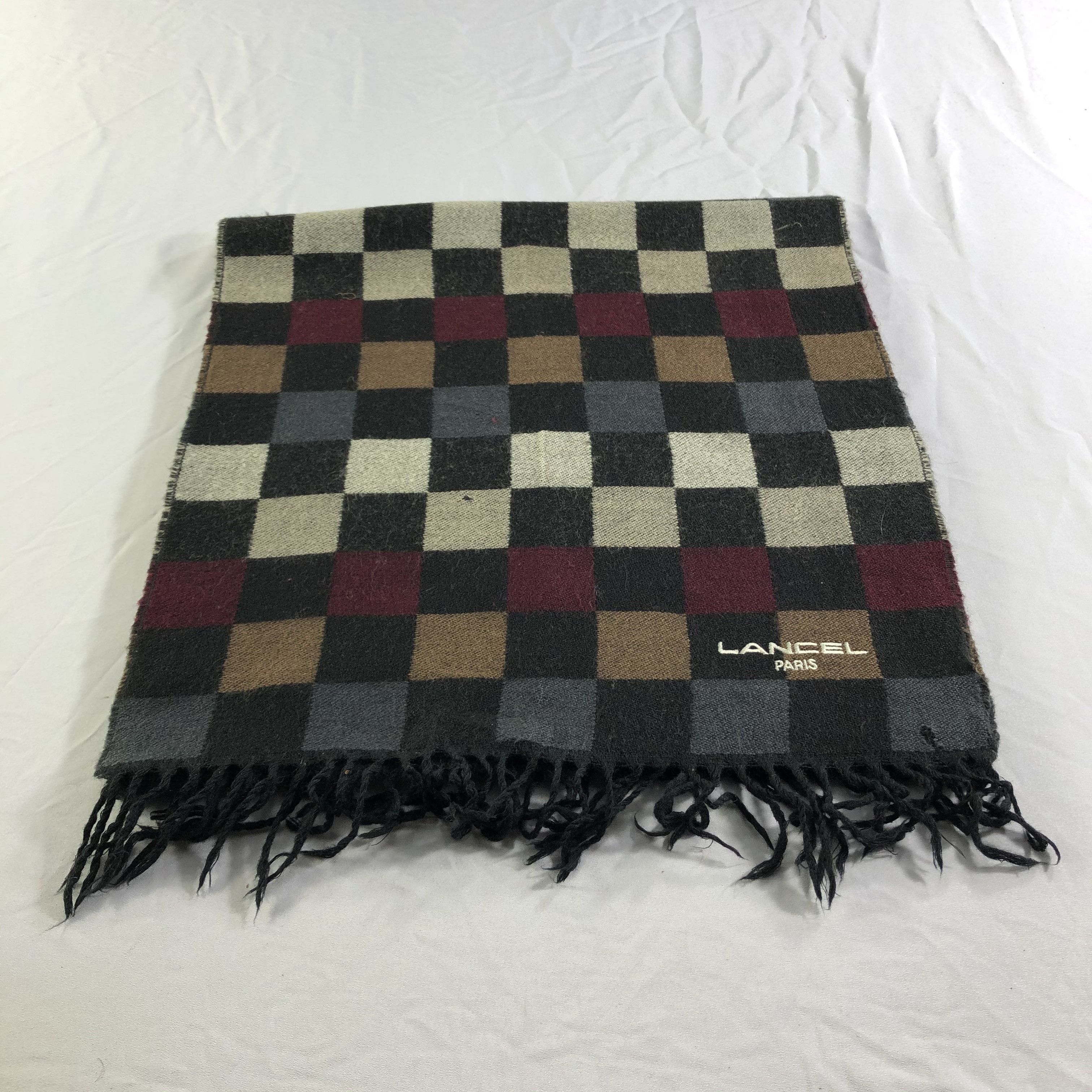 Lancel Lancel Checkered Wool Scarf Muffler Neckwear V2384 Size ONE SIZE - 2 Thumbnail