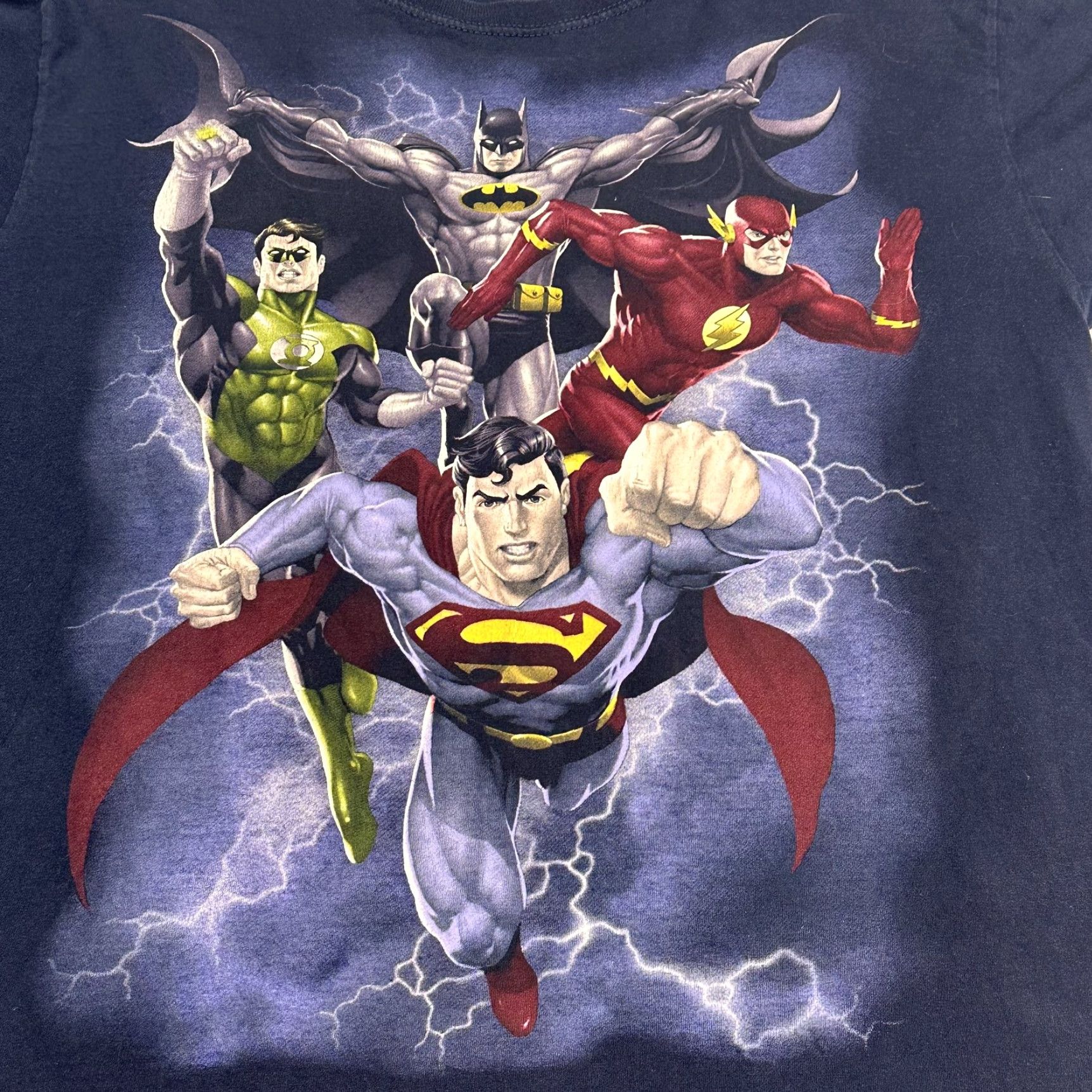 Vintage Justice League Shirt Mens M Navy Blue Superman Batman The Flash Green Lantern DC Comics Graphic Print Crew Neck Short Sleeve Size US M / EU 48-50 / 2 - 3 Thumbnail