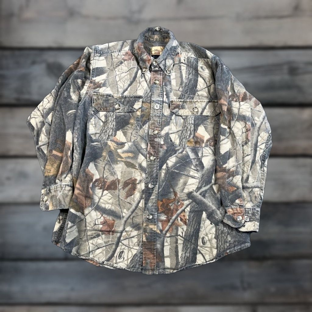 Realtree VINTAGE Wells Creek Realtree Camouflage Flannel Shirt Adult Medium Green Camo 90s Nature Outdoors Mens Size US M / EU 48-50 / 2 - 1 Thumbnail