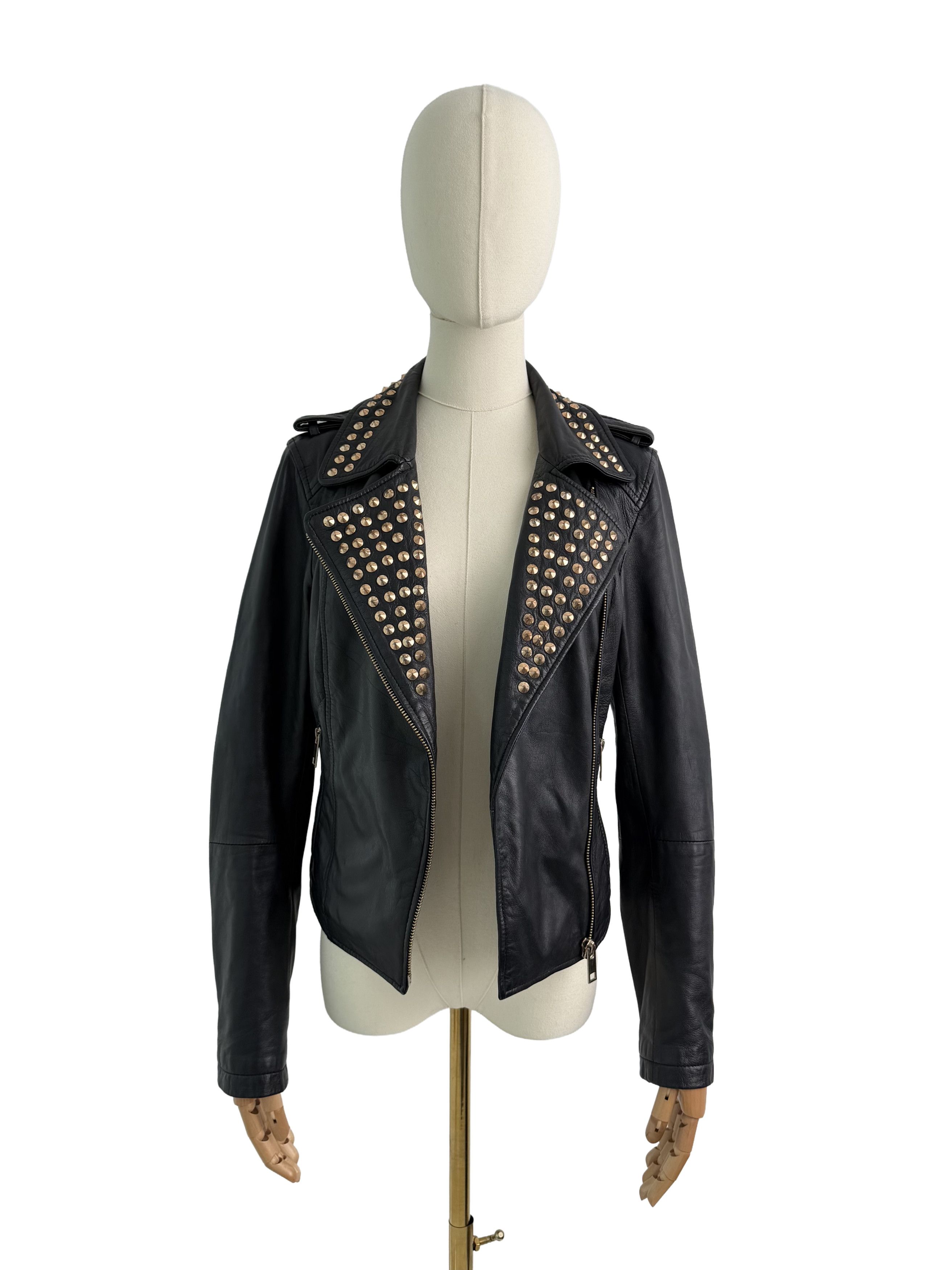 Vintage Vintage Leather Biker Jacket Studded Moto Zip Punk Rock Size S / US 4 / IT 40 - 3 Thumbnail