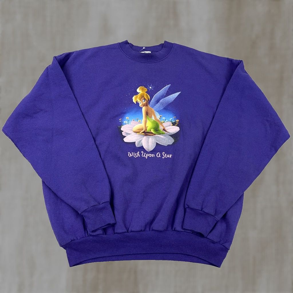 Disney VINTAGE Disney Shirt Womens XL Purple Sweatshirt Women Tinker Bell Crewneck Sweater Y2K Adult Size XL / US 12-14 / IT 48-50 - 1 Thumbnail