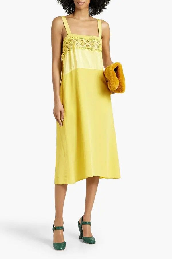 Maison Margiela o1y0625 Midi Dress in Yellow Size S / US 4 / IT 40 - 2 Thumbnail