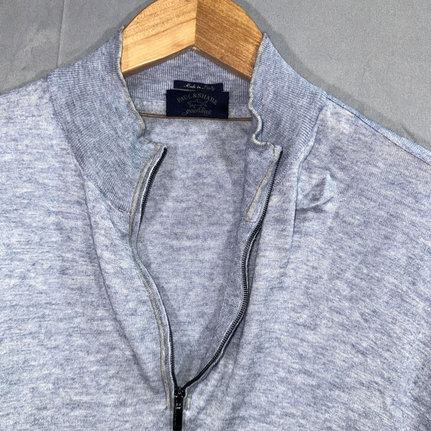 Paul & Shark Paul & Shark Sweater Mens XL Gray 1/4 Zip Mock Neck Elbow Patch Italy Yachting Size US XL / EU 56 / 4 - 4 Thumbnail