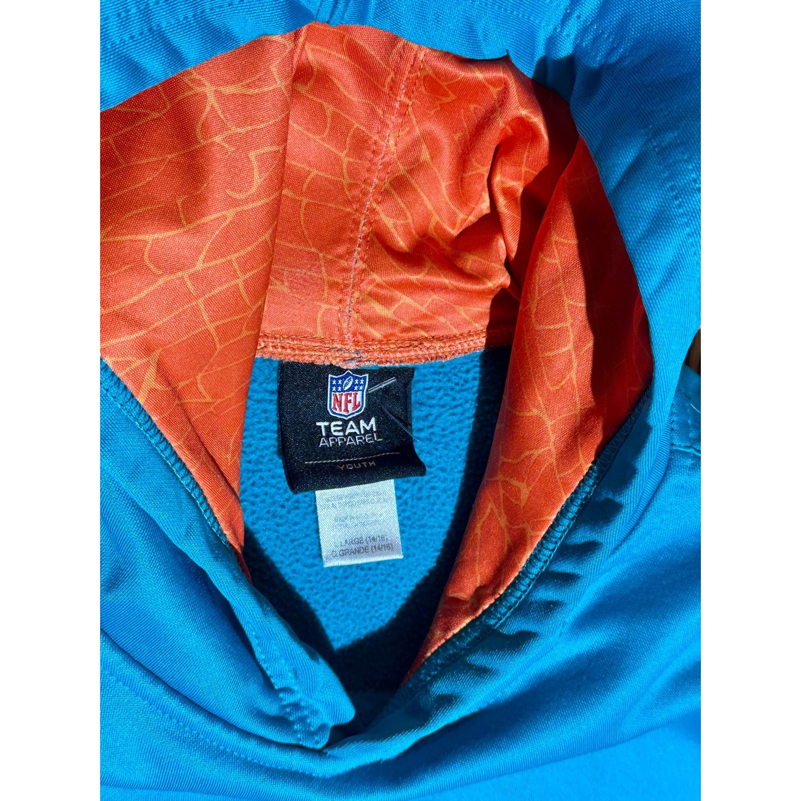 NFL Miami Dolphins Light Blue/ Orange Youth L Hoodie Size US L / EU 52-54 / 3 - 4 Thumbnail