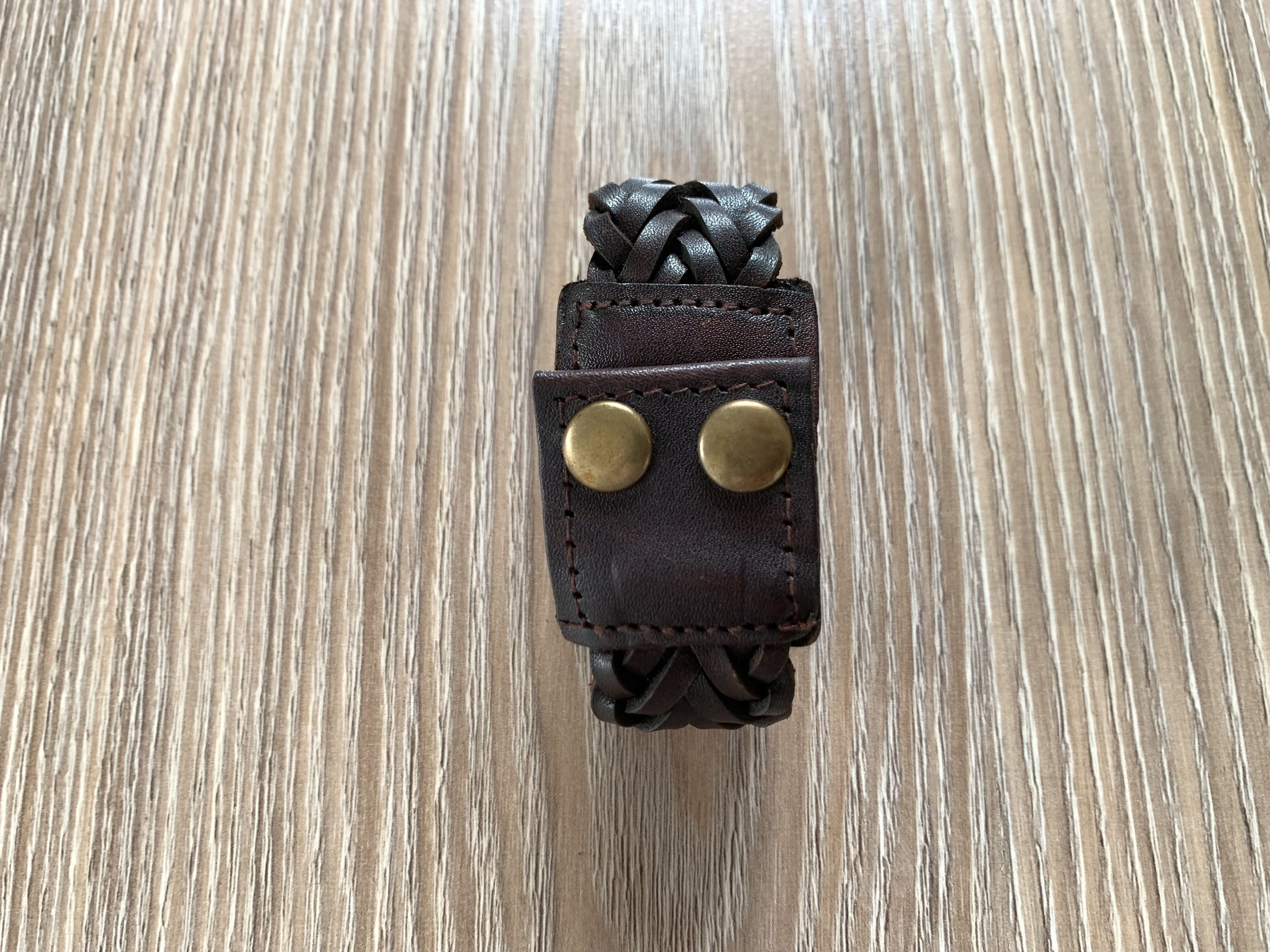 Handmade Classic Mens Brown Leather Bracelet With Binding Size ONE SIZE - 4 Thumbnail
