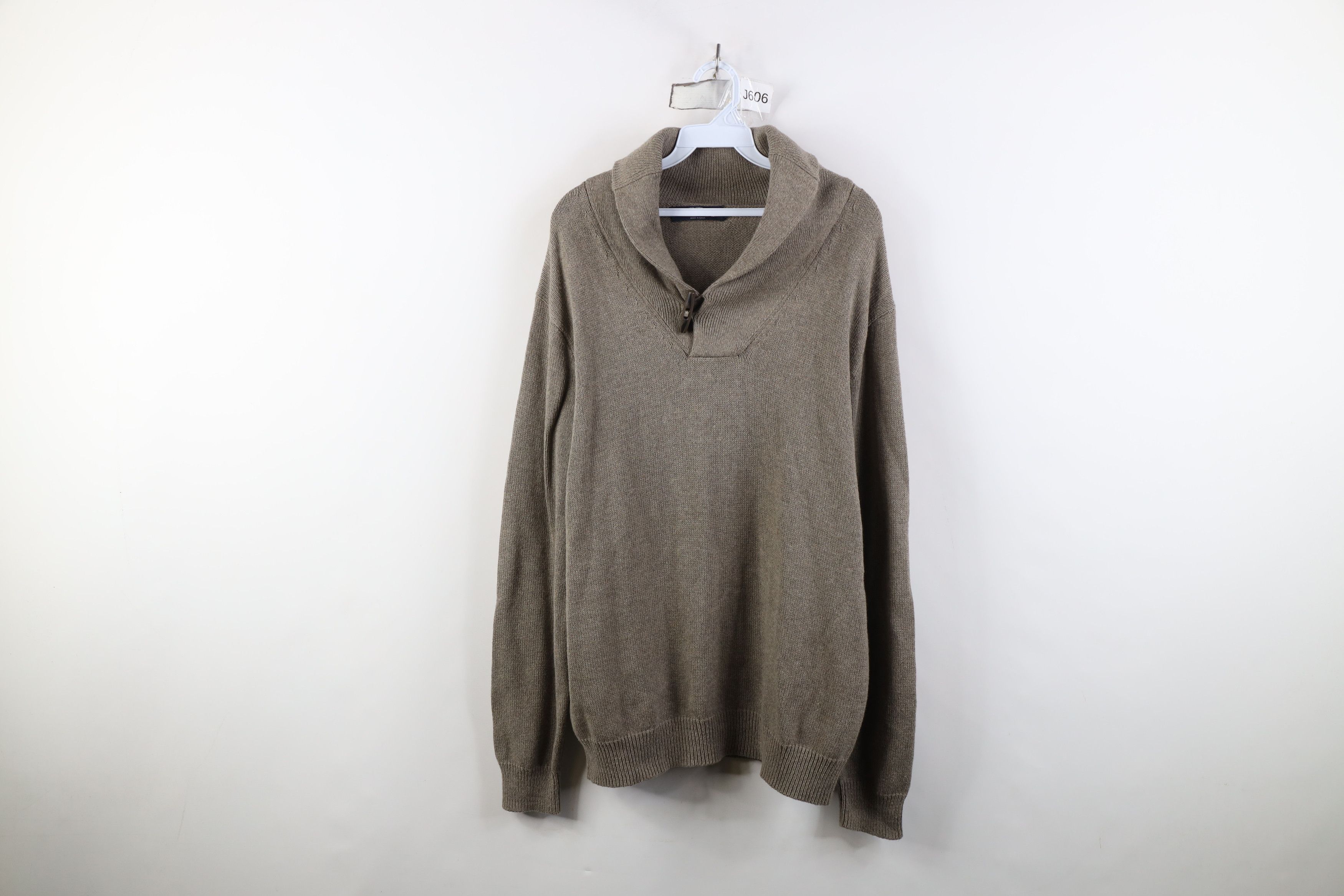 J.Crew J Crew Cotton Ribbed Knit Toggle Button Shawl Sweater Beige Size US L / EU 52-54 / 3 - 1 Thumbnail