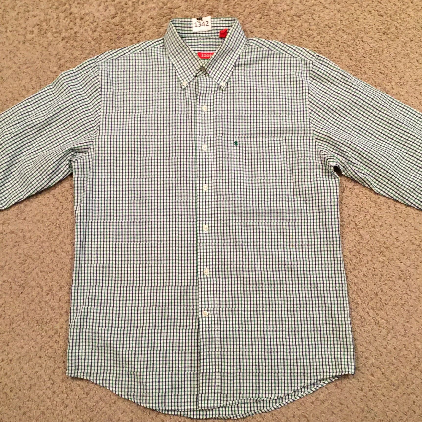 Izod IZOD Shirt Mens Medium Green Purple Plaid Long Sleeve Button Down Size US M / EU 48-50 / 2 - 5 Thumbnail