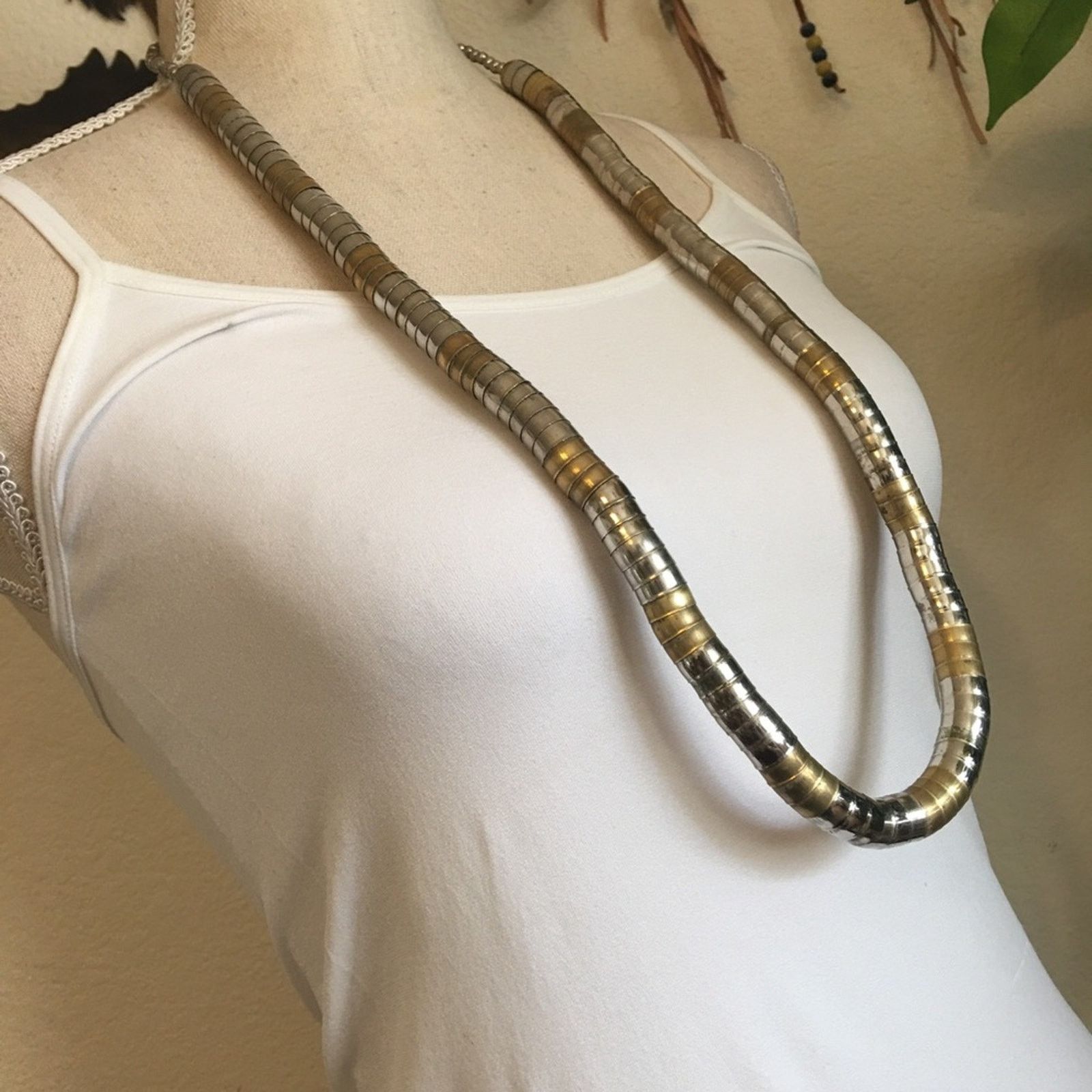 Vintage Vintage tri-tone bead cap snake link necklace Size ONE SIZE - 2 Thumbnail