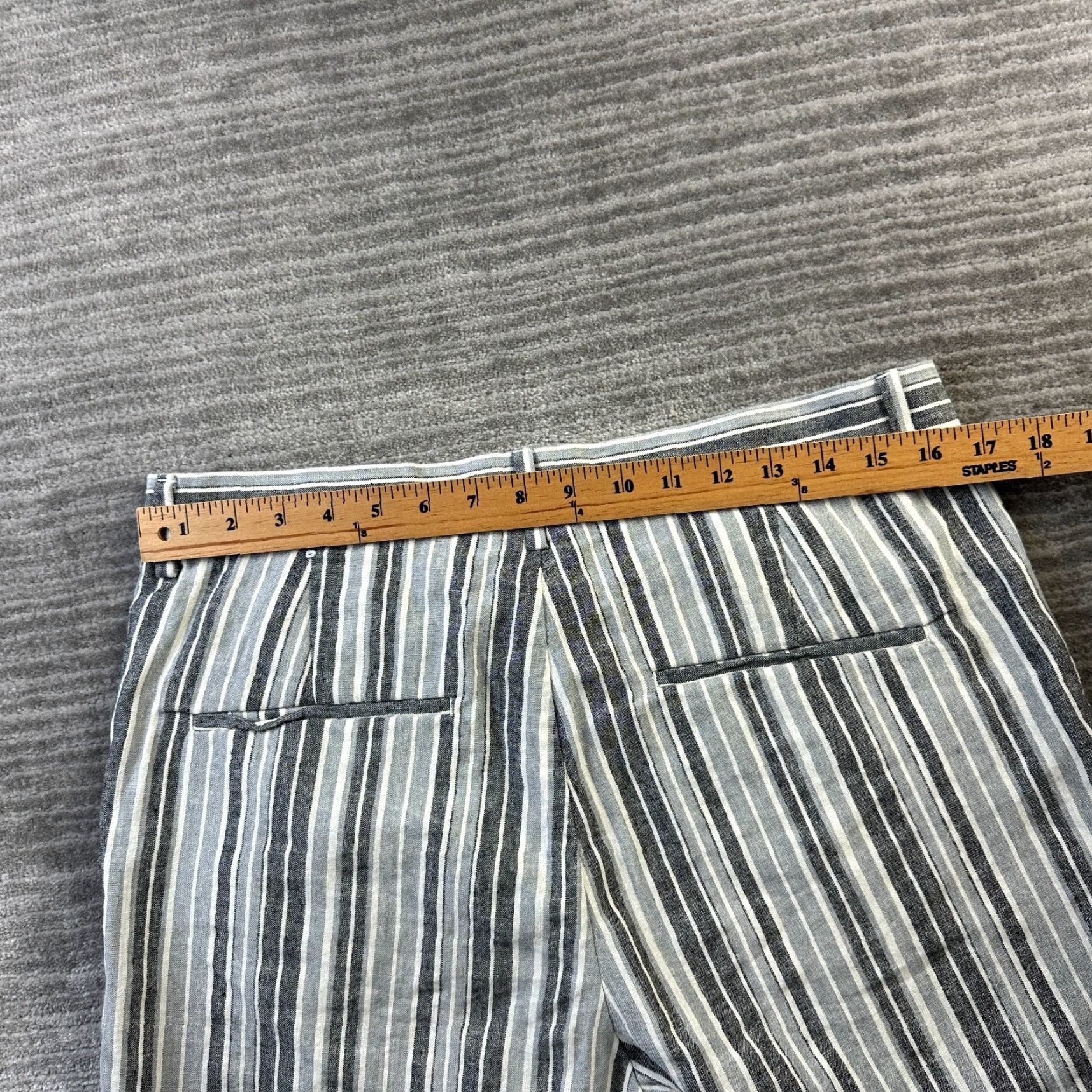 H&M H&M Shorts Mens 32 Gray Linen Blend Striped Preppy 5" Chino Pocket Drawstring Pockets Casual Summer Spring Beach 90s Mens Size US 32 / EU 48 - 5 Thumbnail