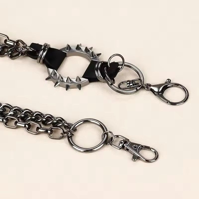 Jewelry Punk Spike Double Pant Chains Size ONE SIZE - 3 Thumbnail