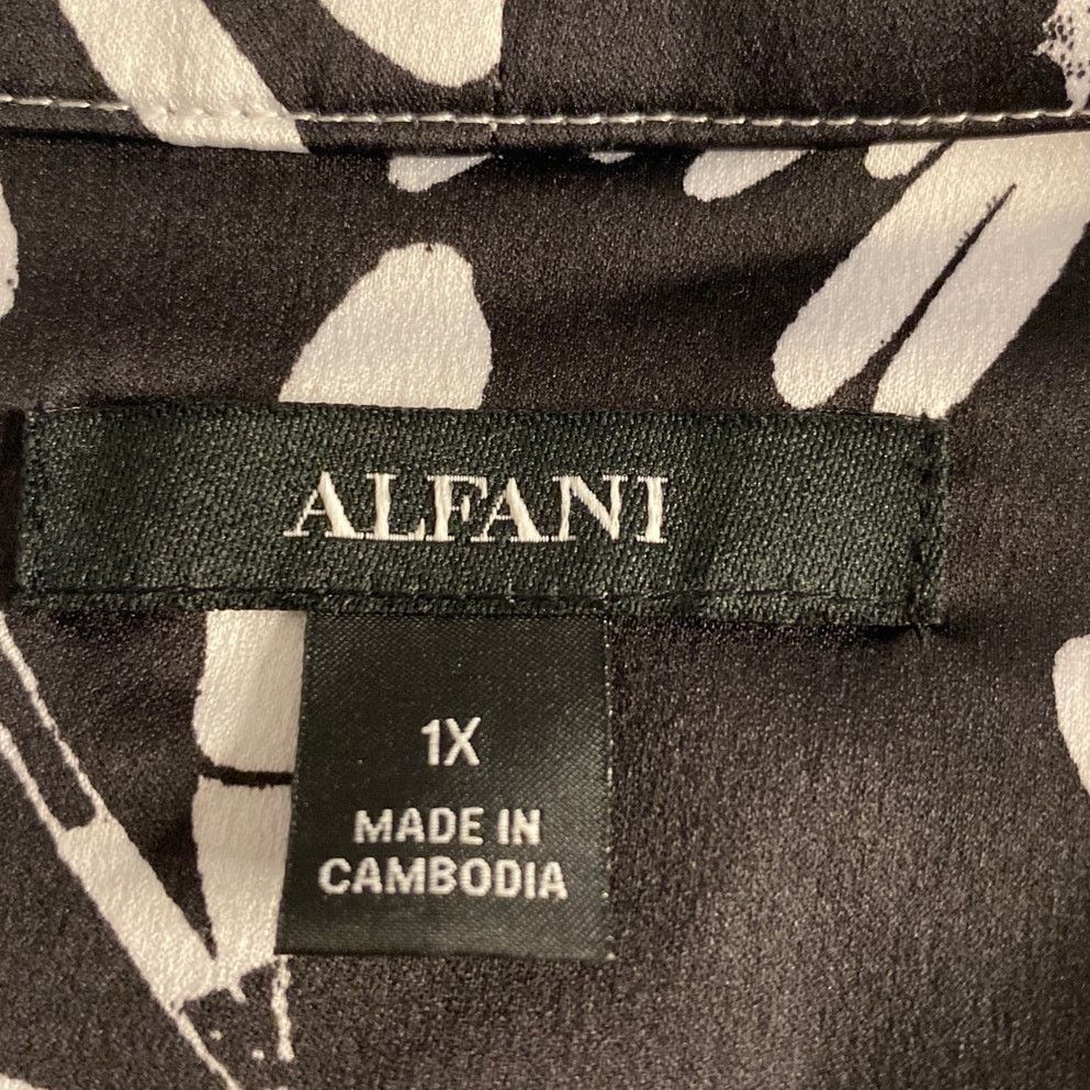Alfani Floral Black White Sleeveless Blouse Chic Office Tank Top 1X Size XL / US 12-14 / IT 48-50 - 3 Thumbnail