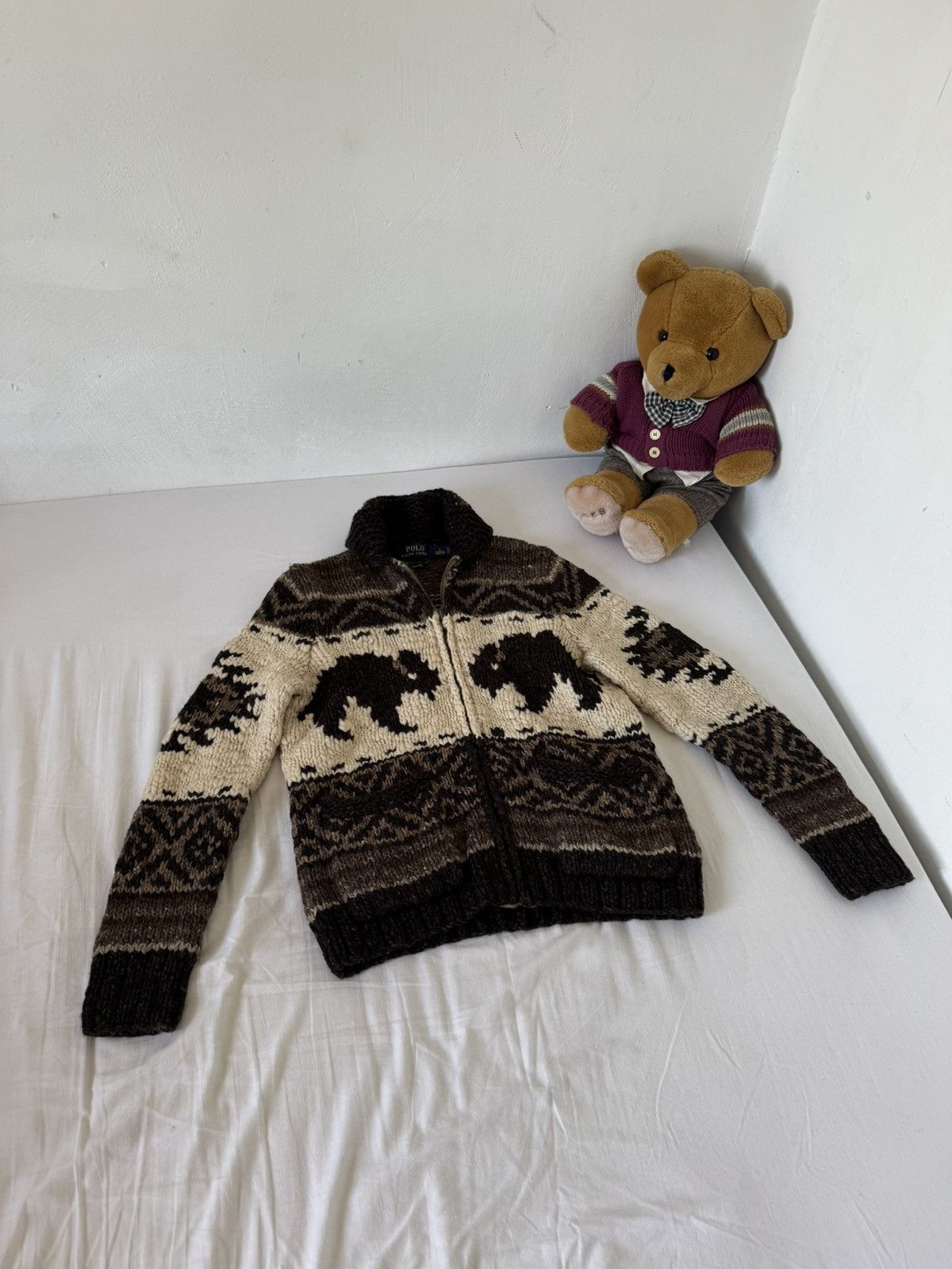 Ralph Lauren handknit buffalo bison cardigan