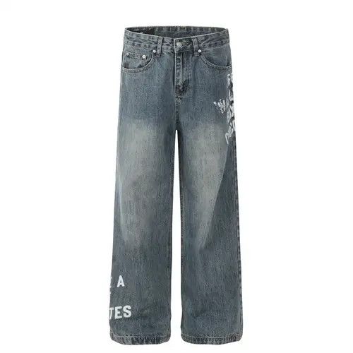VIBE American street hip-hop trend loose letter print jeans Size US 32 / EU 48 - 7 Thumbnail