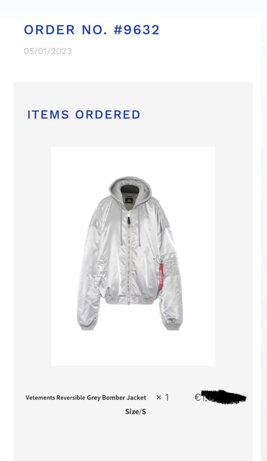 Vetements x Alpha Industries reversible bomber 2018