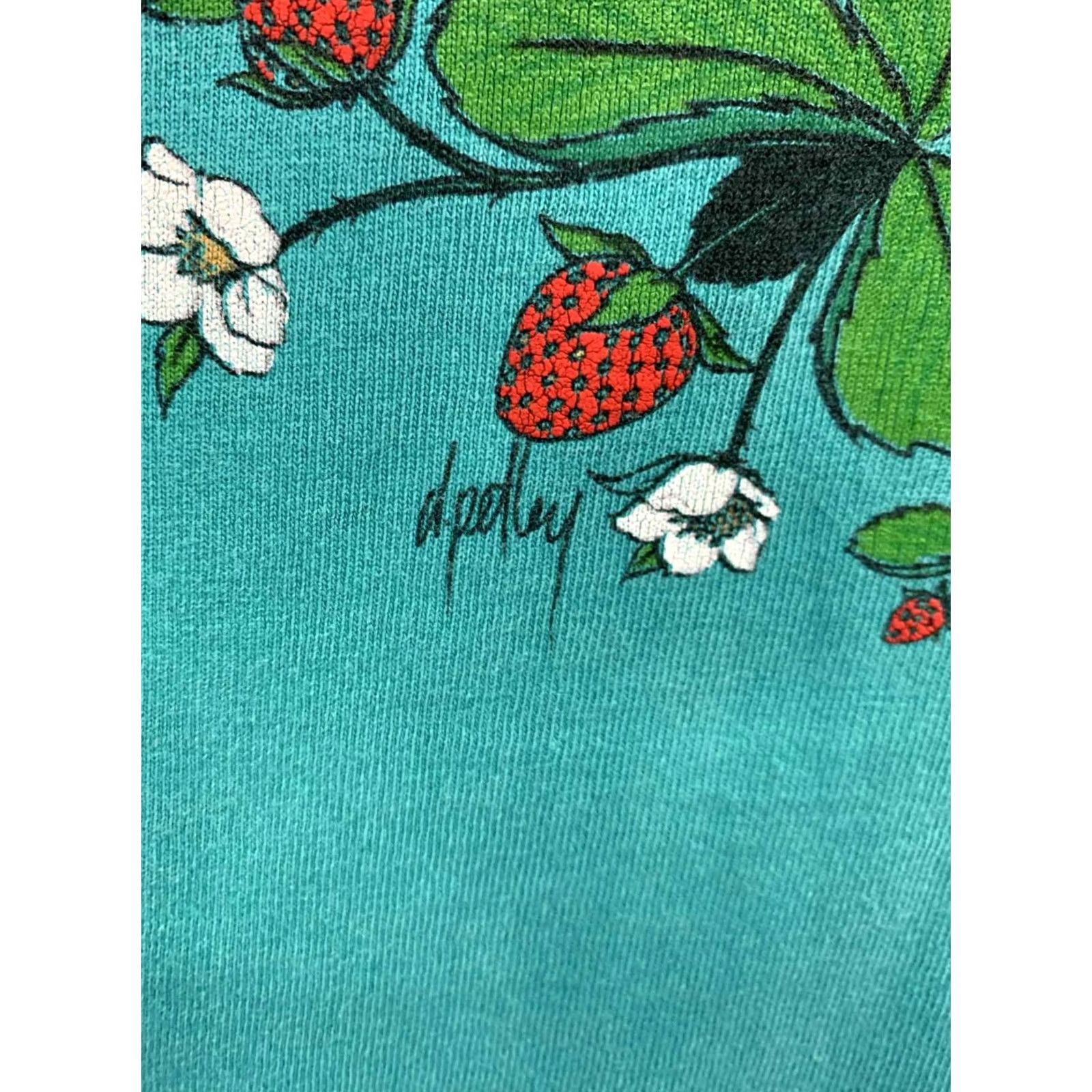 Vintage VINTAGE Bonavelle Canada Petal Pets “Strawberries” Graphic T-Shirt Mens M Teal Green Blue Size US M / EU 48-50 / 2 - 7 Thumbnail