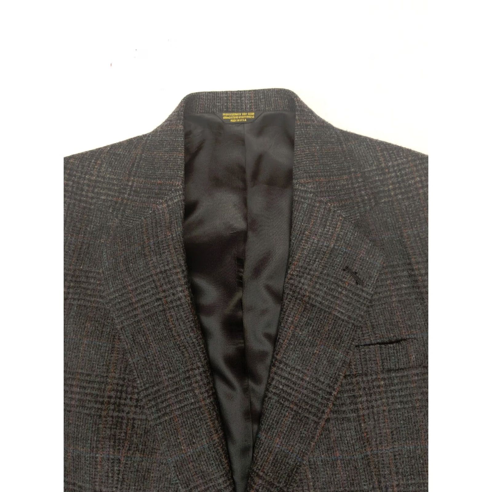 Vintage Adams Row Richman Mens Blazer Jacket 40R Gray Glen Check Tweed Wool Sport Coat Notch Lapel 2 Button Three-Button Casual Formal Mens Summer Fall Winter Size 40R - 5 Thumbnail