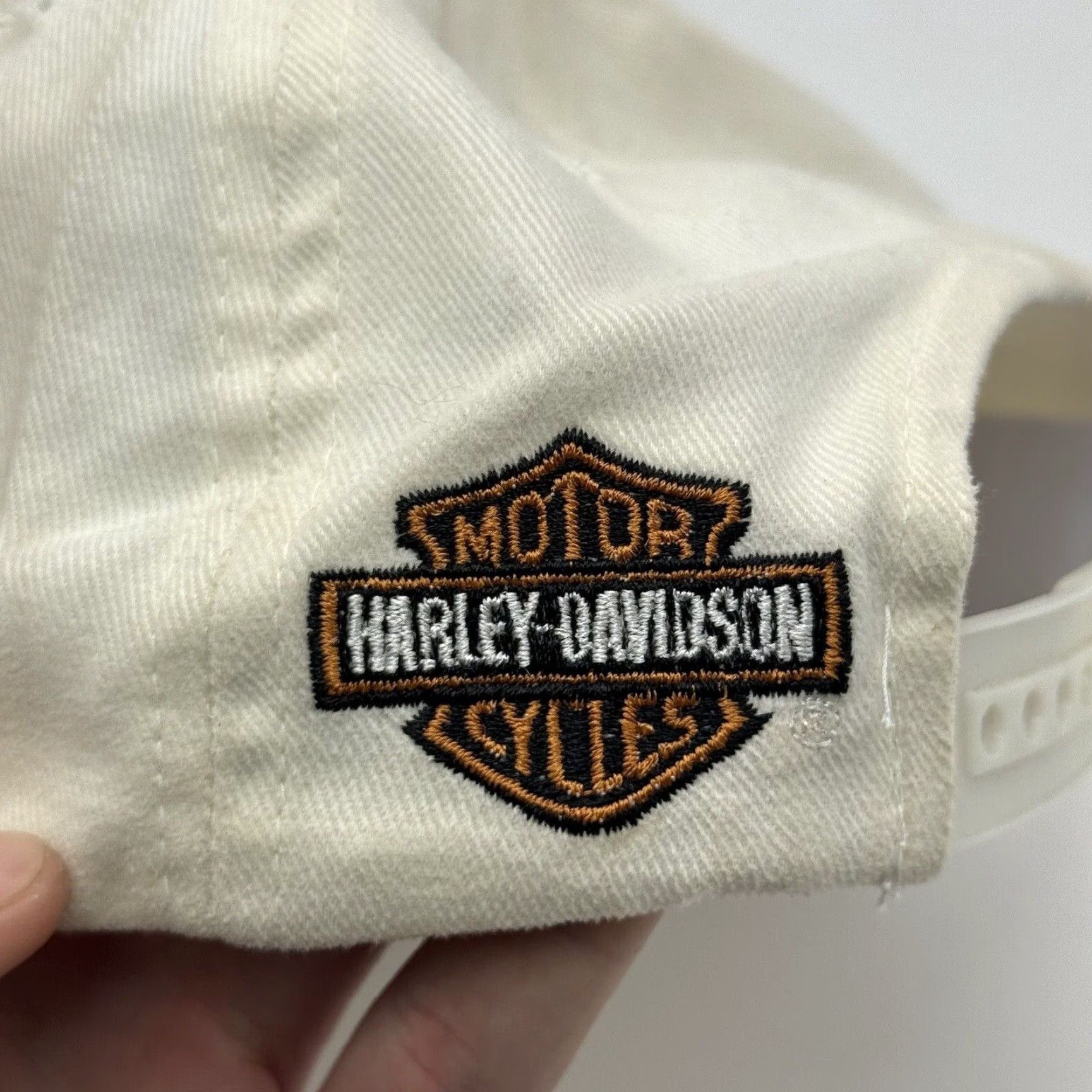 American Needle VINTAGE American Needle Harley Davidson Motorcycle Baseball Cap Unisex Adults One Size Cream/Taupe 90s Motorcycle Theme Adjustable Lightweight Size ONE SIZE - 5 Thumbnail