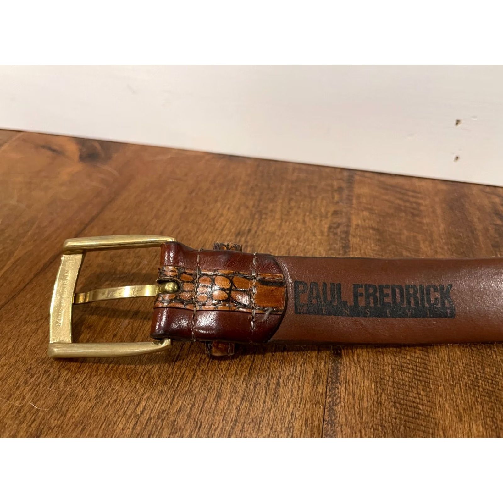 Vintage Paul Fredrick Belt Brown Leather Aniline Kipskin Shoulders Made in USA Mens 36 Snake Size 36 - 4 Thumbnail