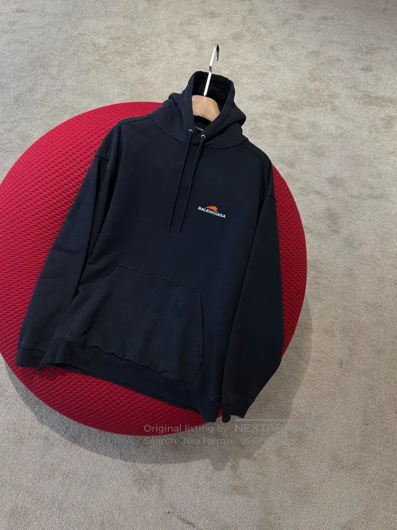 Balenciaga Balenciaga Logo Embroidered Hooded Sweatshirt Size US XS / EU 42 / 0 - 9 Thumbnail