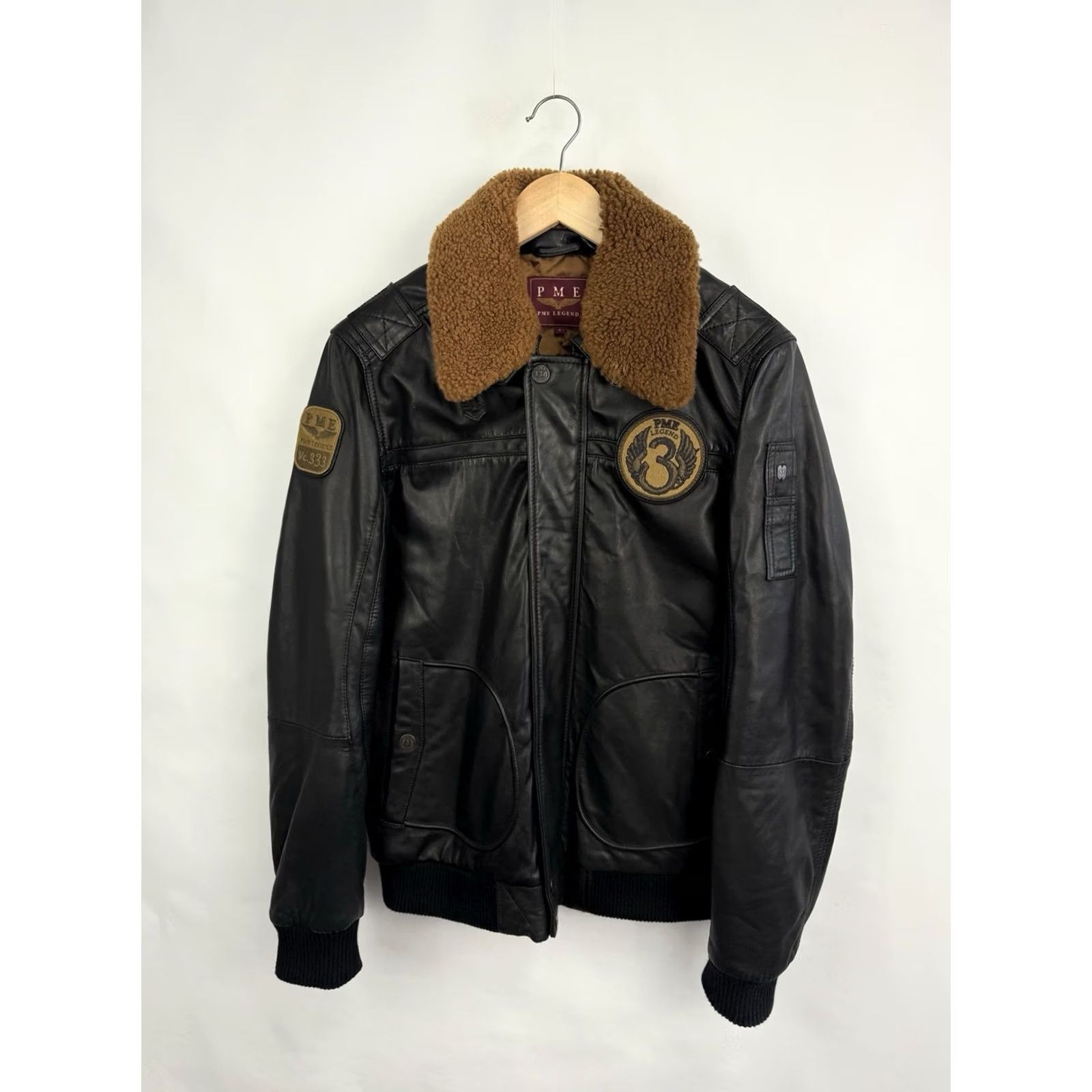 Vintage PME Legend A-28 Hudson Lockheed Sheep Leather Bomber Jacket S Mens Black Jacket Size US S / EU 44-46 / 1 - 3 Thumbnail