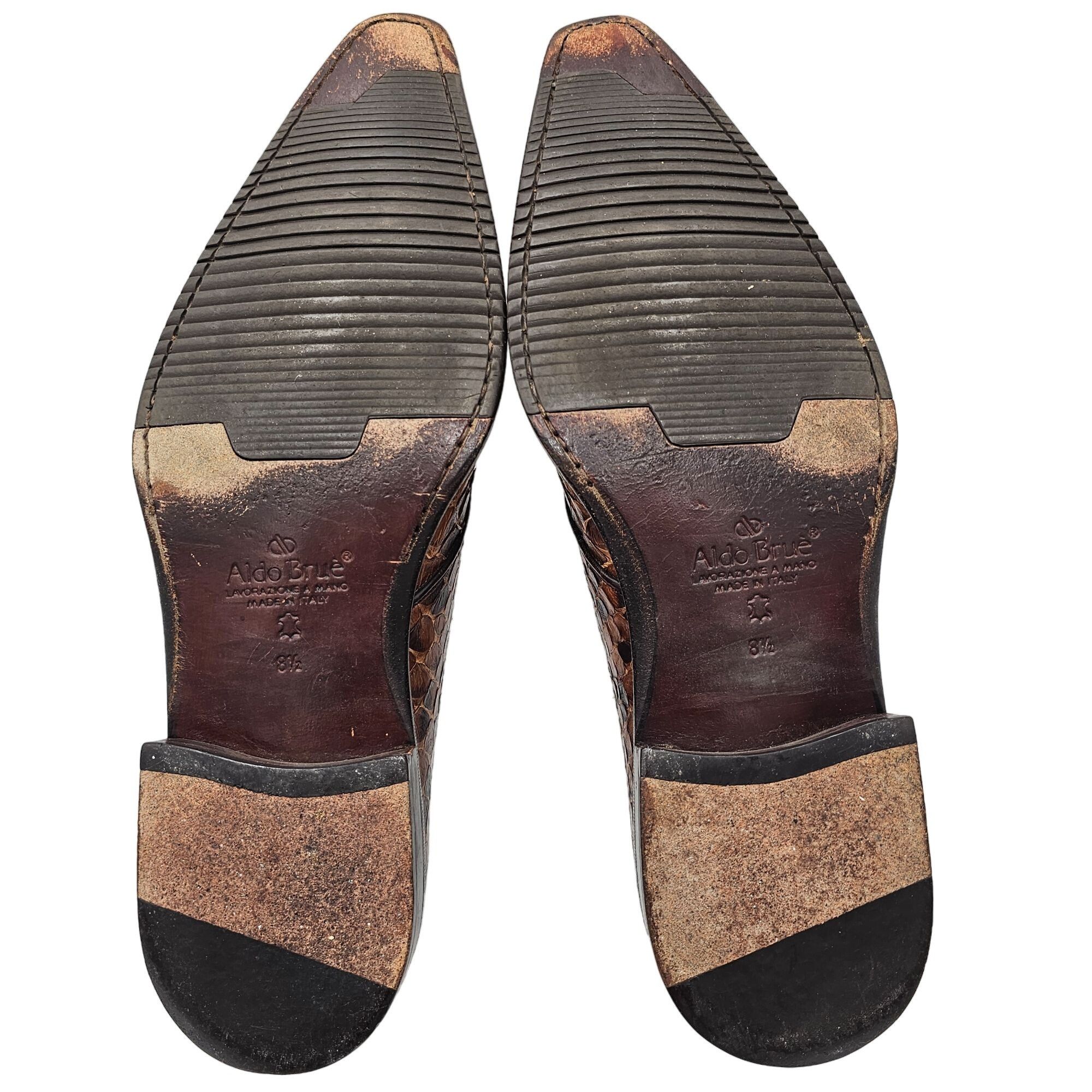 Aldo Brue Exotic Python Snake skin Aldo Brue Italy Mens size 8.5 Brown Size US 8.5 / EU 41-42 - 3 Thumbnail