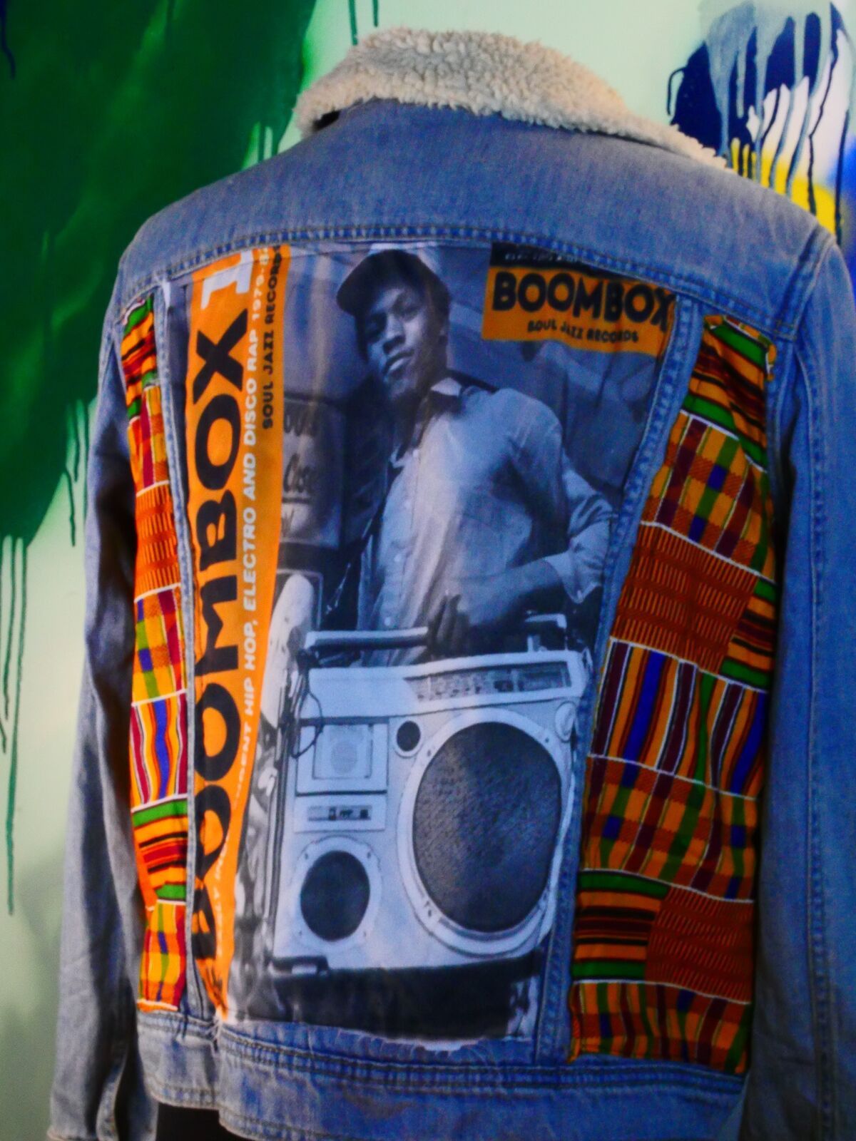 Other African Punk/Hip-Hop Boombox Kente Cloth Denim Jacket Size XXL / US 16-18 / IT 52-54 - 3 Thumbnail