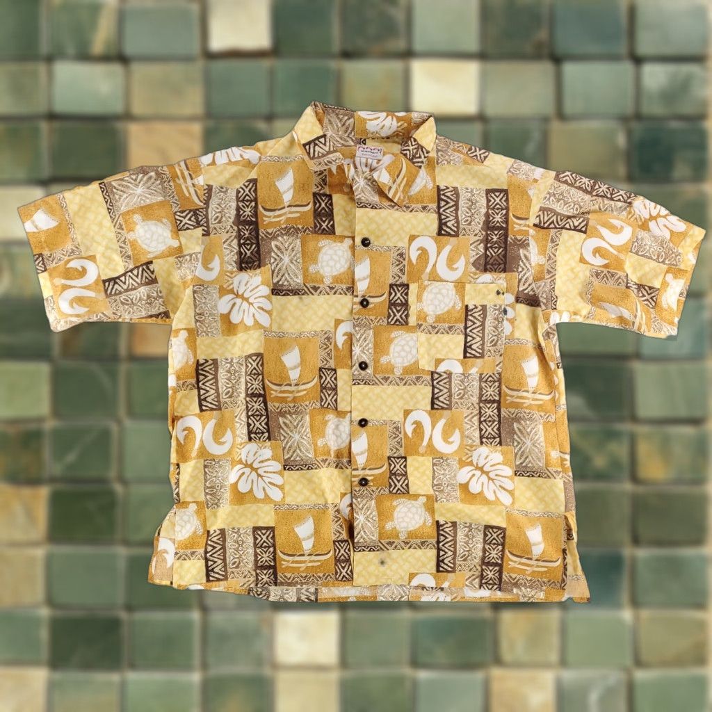 Vintage VINTAGE Kalei-O-Kalani Shirt 2XL Mens Short Sleeve Yellow Turtles 70s Button Up Size US XXL / EU 58 / 5 - 1 Thumbnail