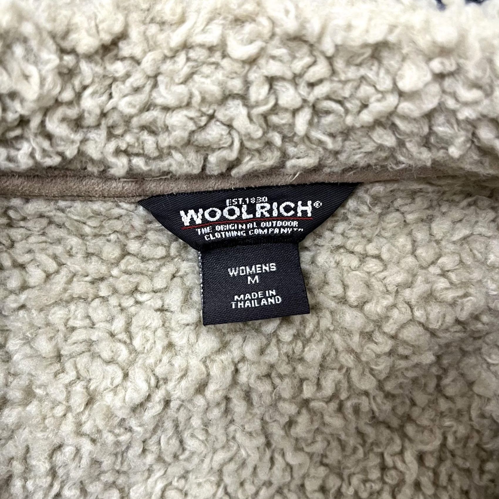 Vintage Woolrich Jacket Womens Medium Beige Faux Suede Sherpa Fleece Lined Button Front Size M / US 6-8 / IT 42-44 - 2 Thumbnail
