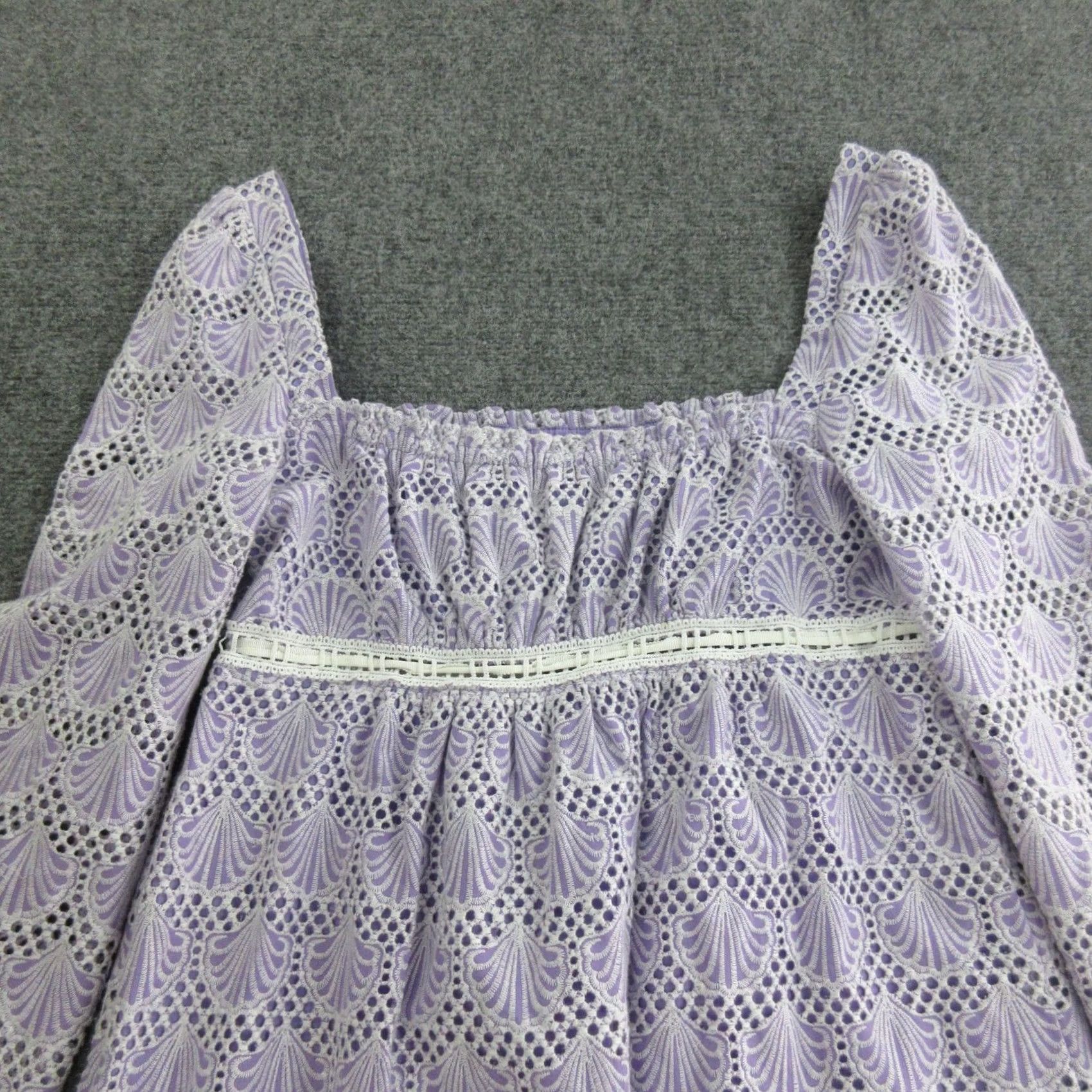 Saylor Saylor Dress Womens Small Purple Lace Square Neck Long Sleeve Boho Shift Short Size S / US 4 / IT 40 - 7 Thumbnail