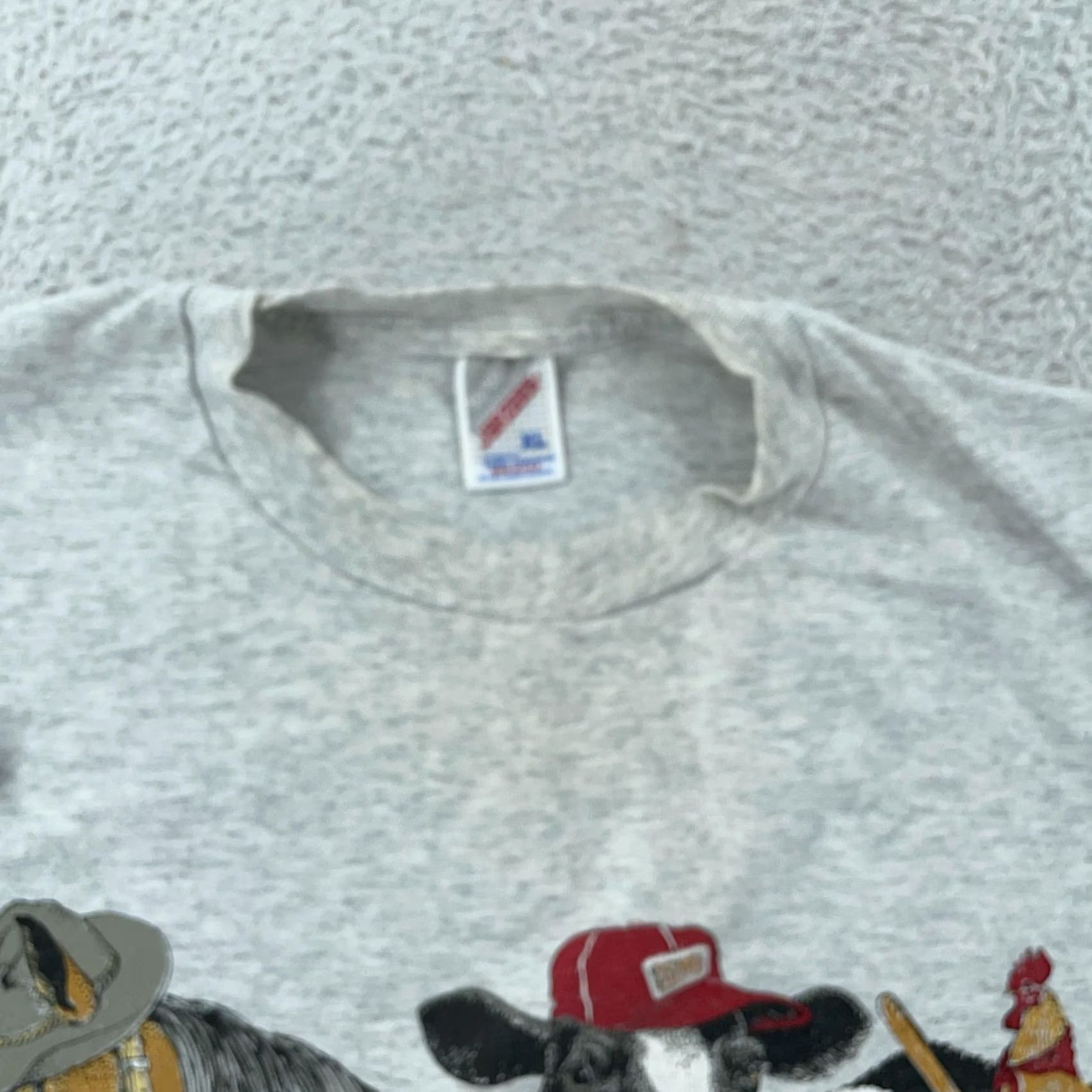Jerzees VINTAGE T-Shirt Animals Large Horse Cow Pig 90s Gray Mens Size US L / EU 52-54 / 3 - 3 Thumbnail