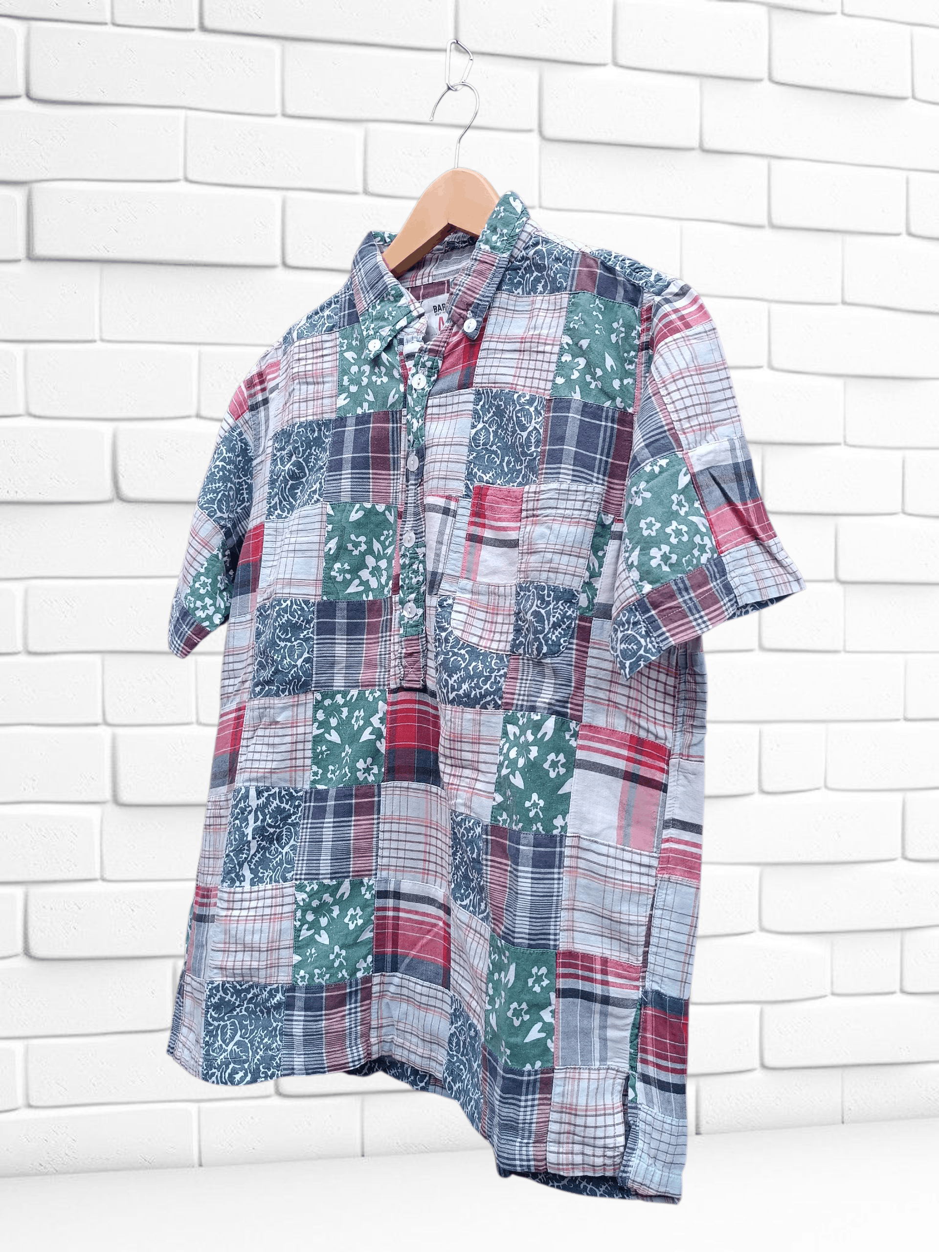 Japanese Brand Vintage Shirt layer Patchwork Half Button Size US M / EU 48-50 / 2 - 2 Thumbnail